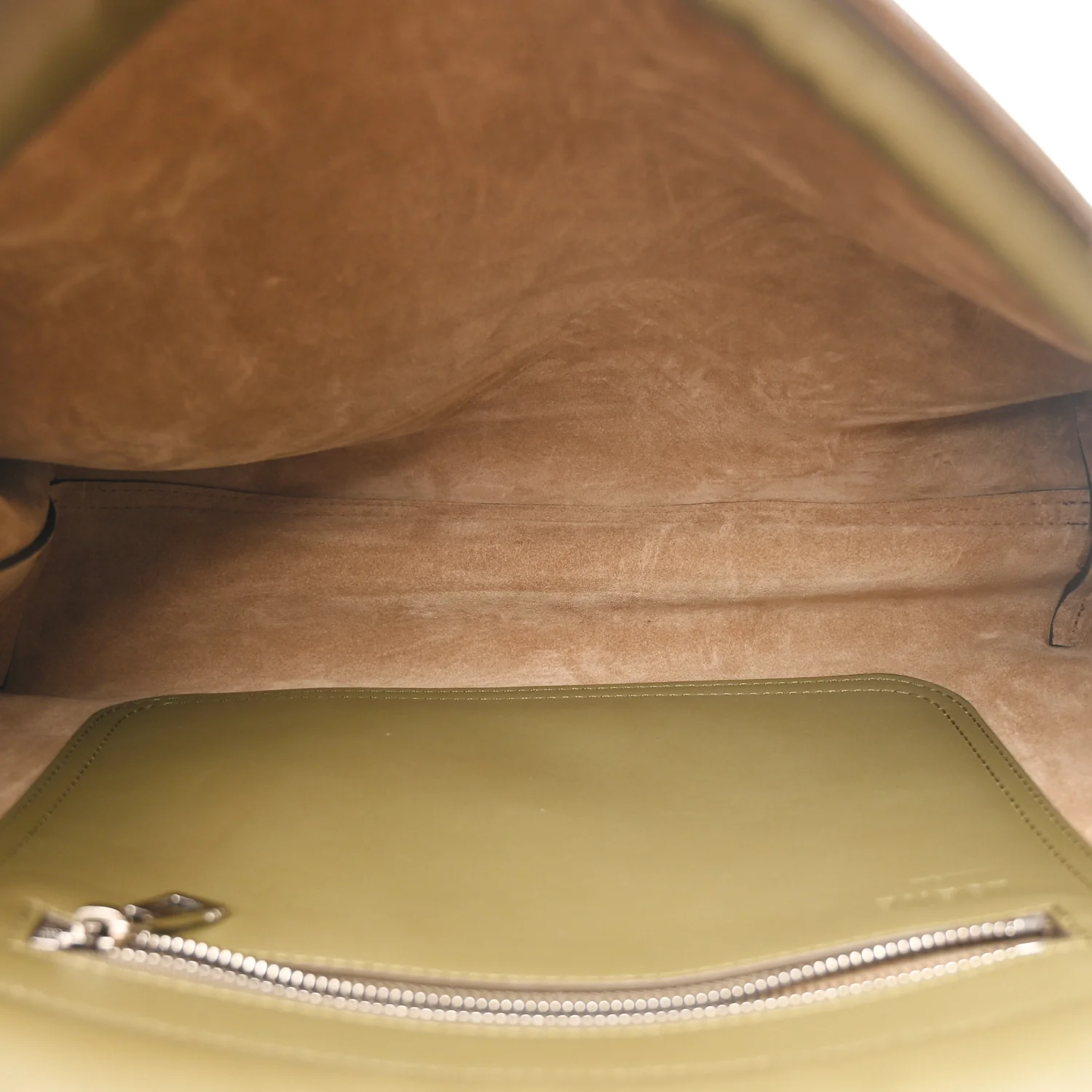 Shiny Supple Calfskin Flamenco Satchel Olive - Image 5