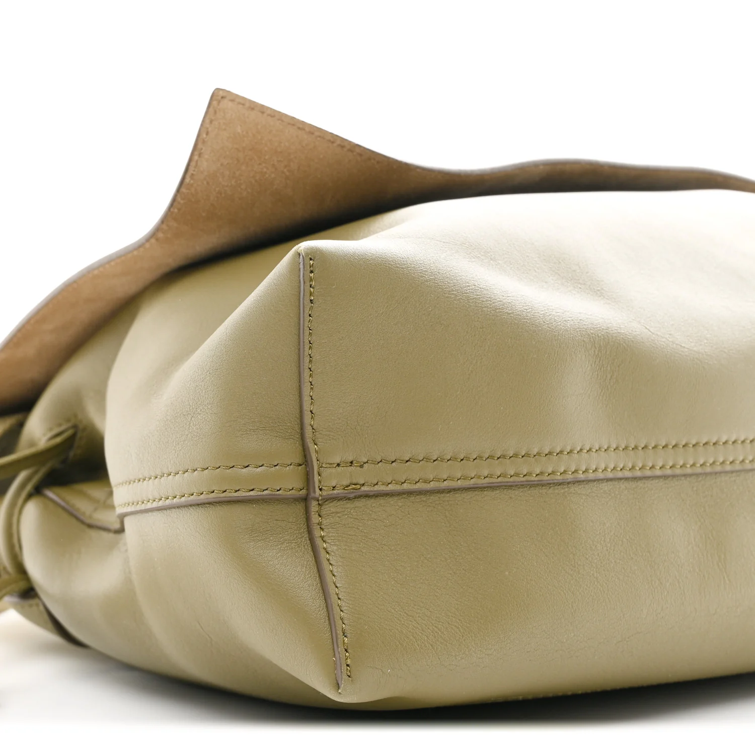 Shiny Supple Calfskin Flamenco Satchel Olive - Image 8