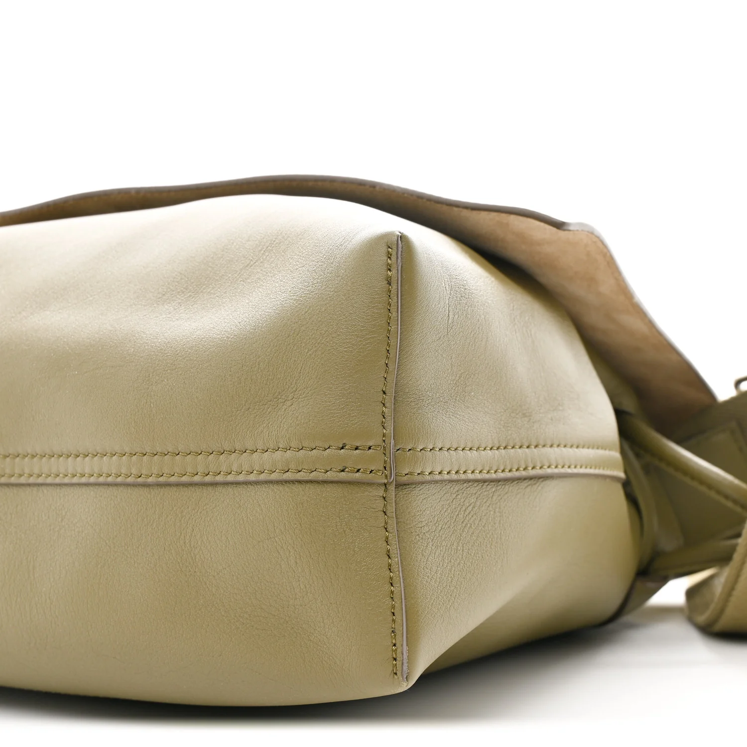 Shiny Supple Calfskin Flamenco Satchel Olive - Image 9