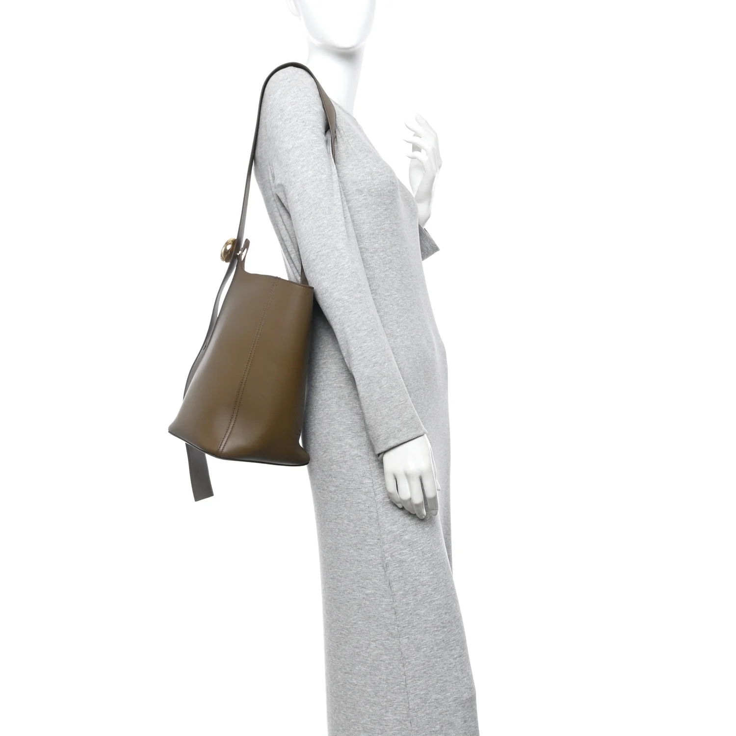 Smooth Calfskin Medium Pebble Bucket Bag Oak - Image 2