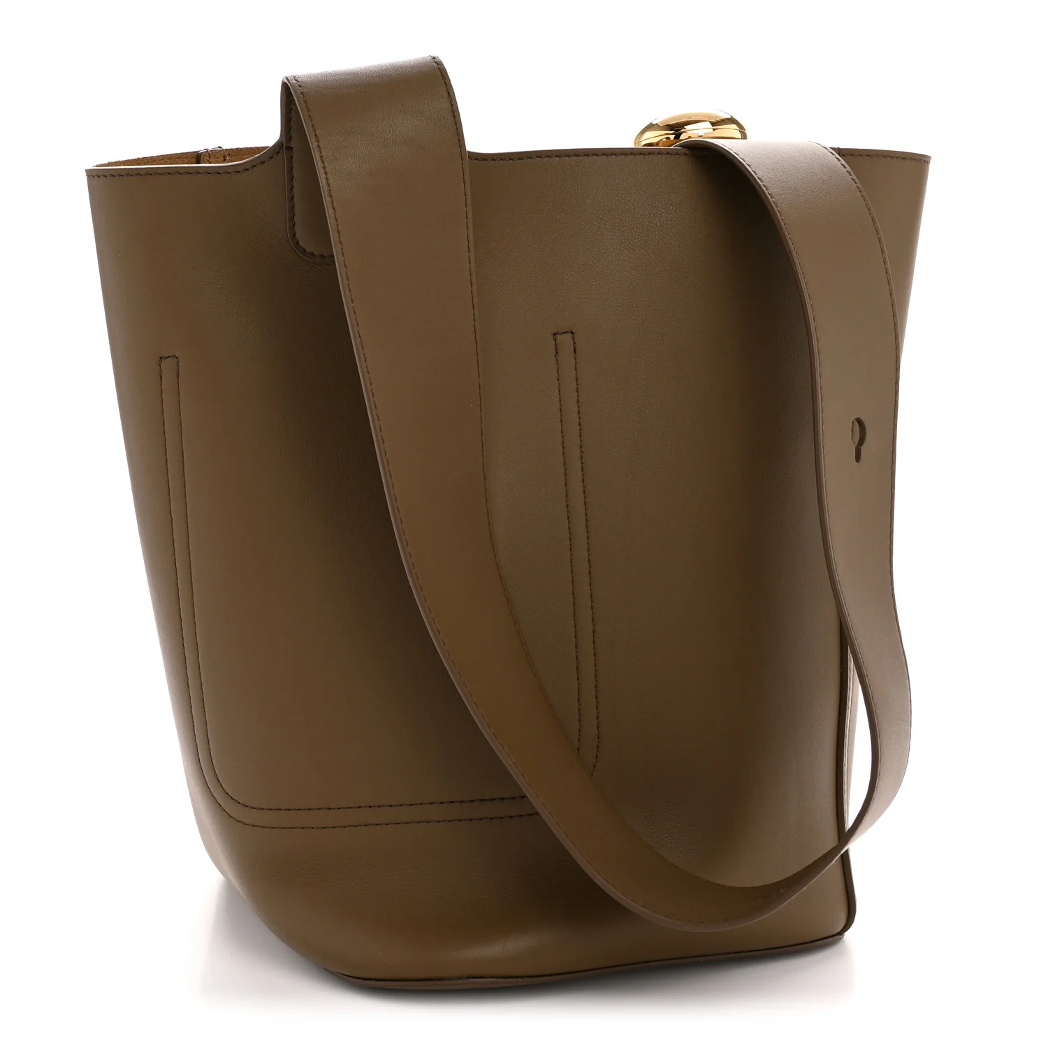 Smooth Calfskin Medium Pebble Bucket Bag Oak - Image 3