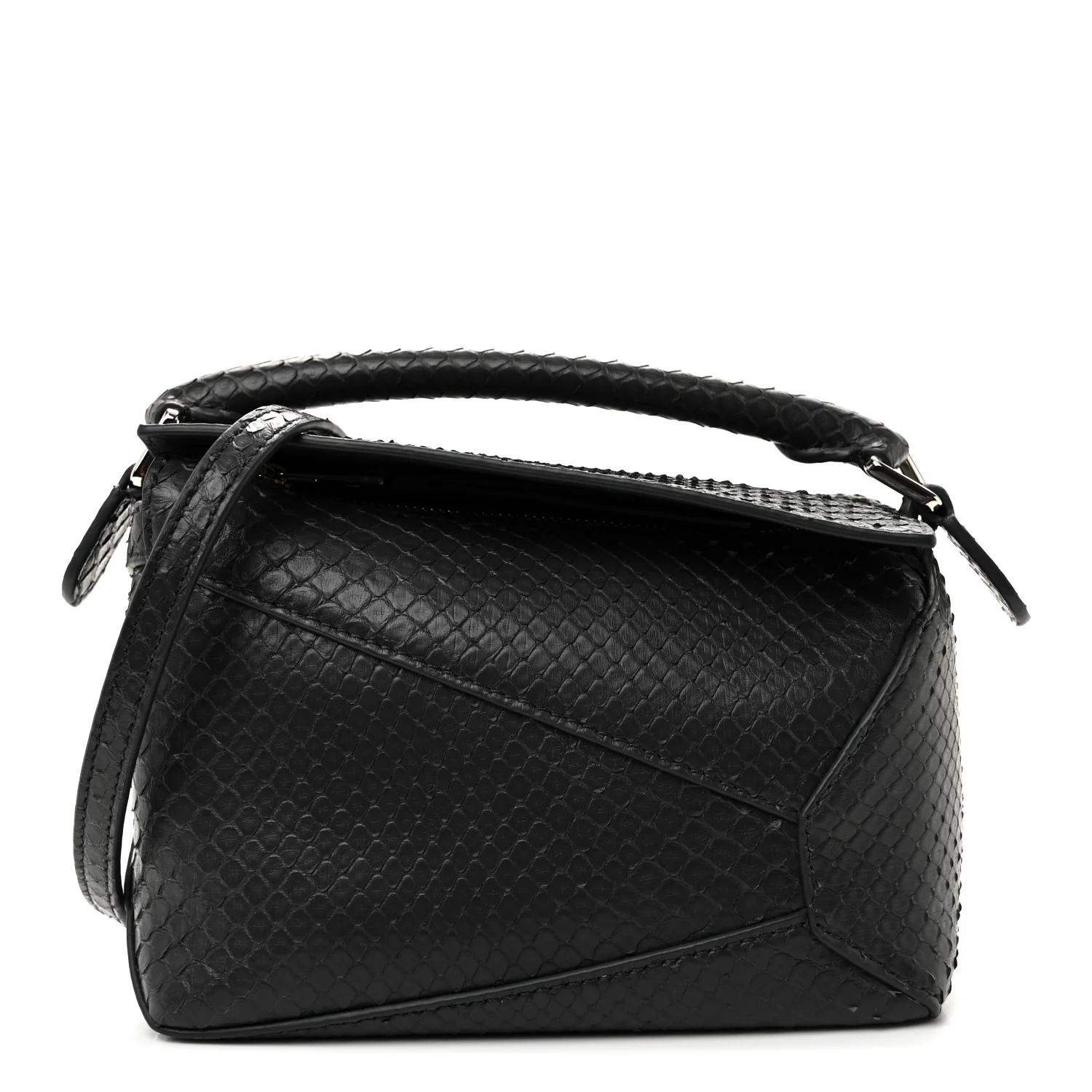Snakeskin Mini Puzzle Bag Dark Grey