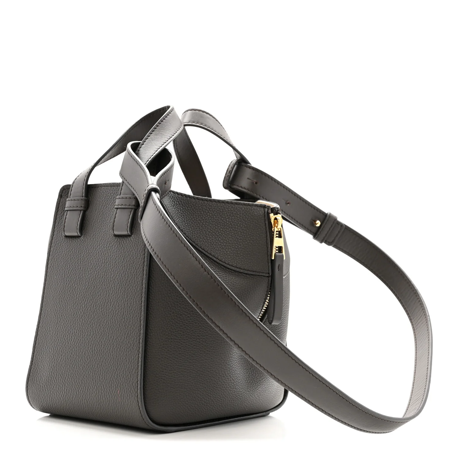 Soft Grained Calfskin Compact Hammock Shoulder Bag Dark Grey - Image 3