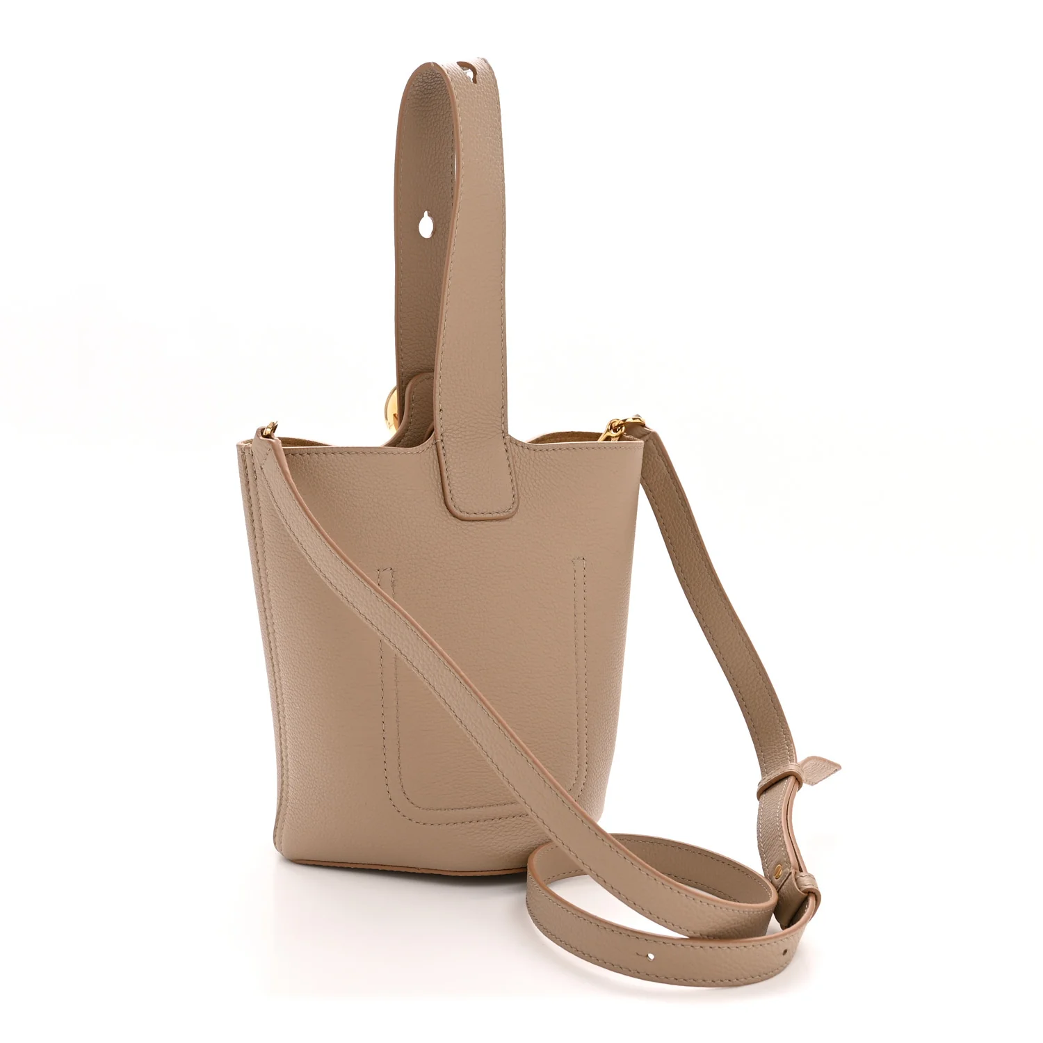 Soft Grained Calfskin Mini Pebble Bucket Bag Oak - Image 3