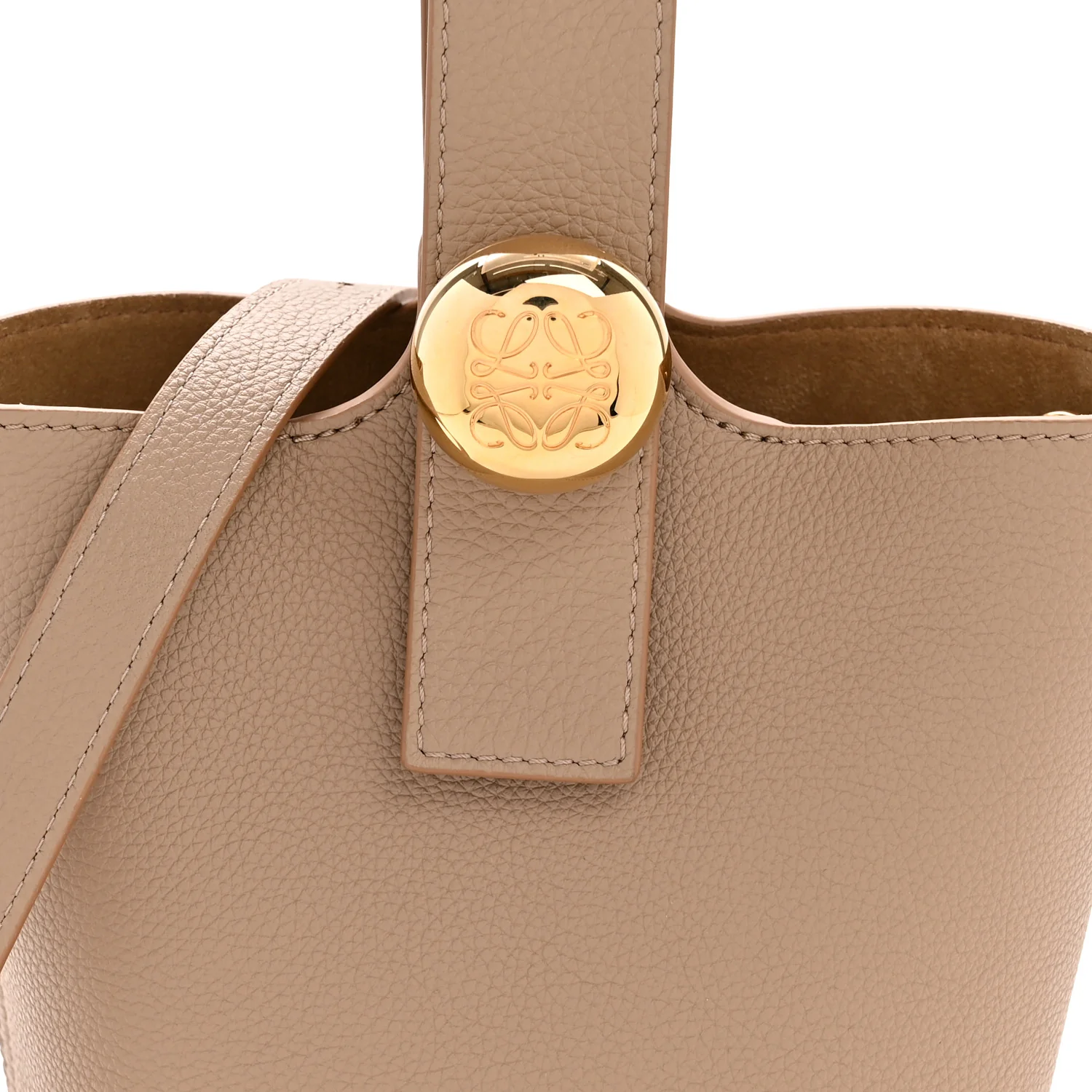 Soft Grained Calfskin Mini Pebble Bucket Bag Oak - Image 8