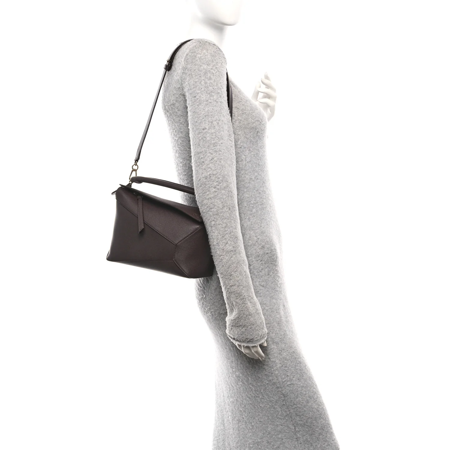 Soft Grained Calfskin Small Puzzle Edge Bag Dark Chestnut - Image 2