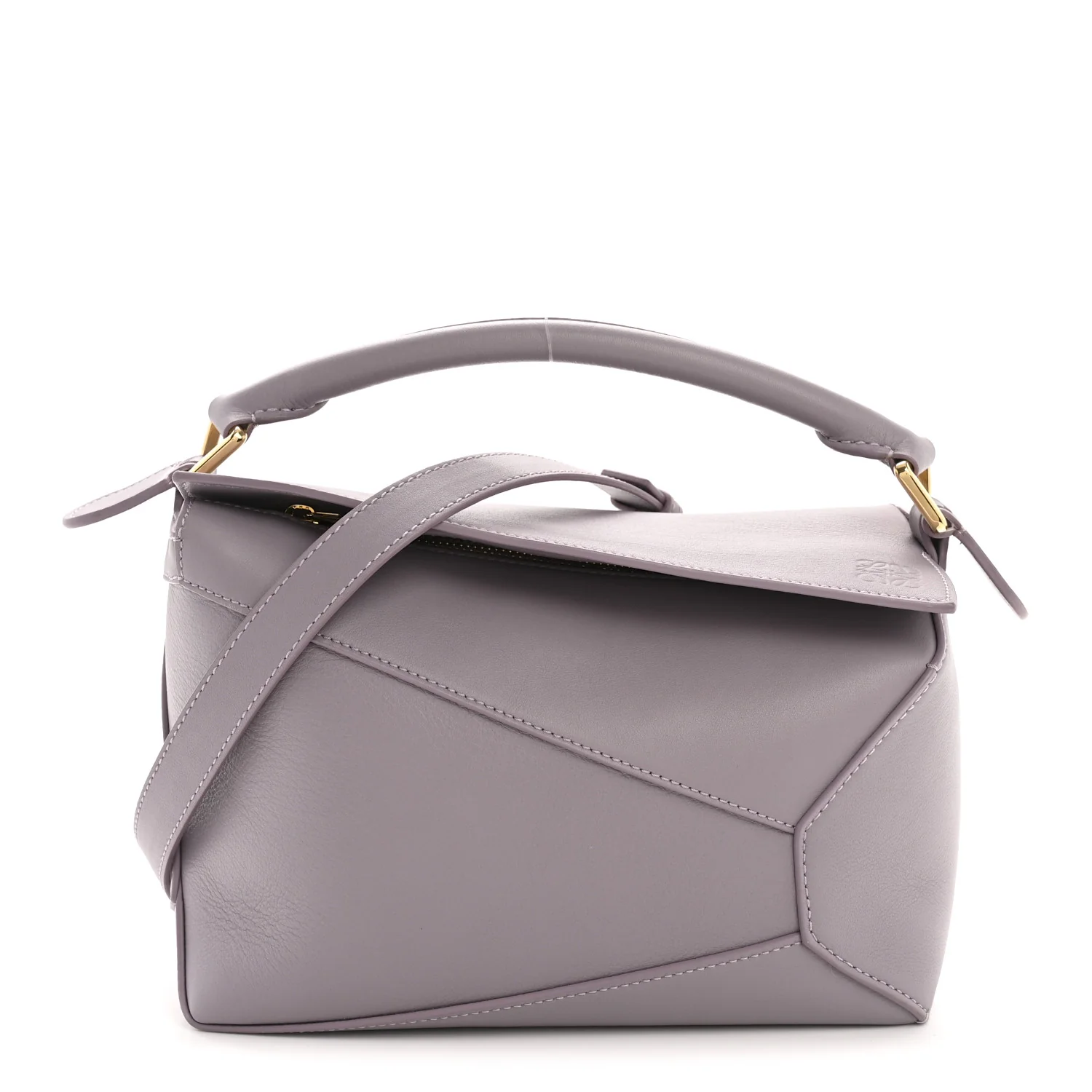 Soft Grained Calfskin Small Puzzle Edge Bag Pale Aubergine Glaze