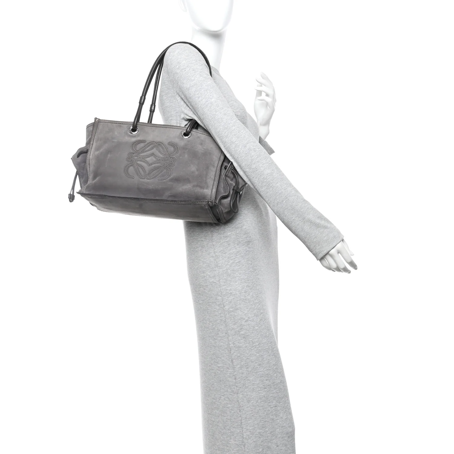 Suede Anagram Tote Grey - Image 2