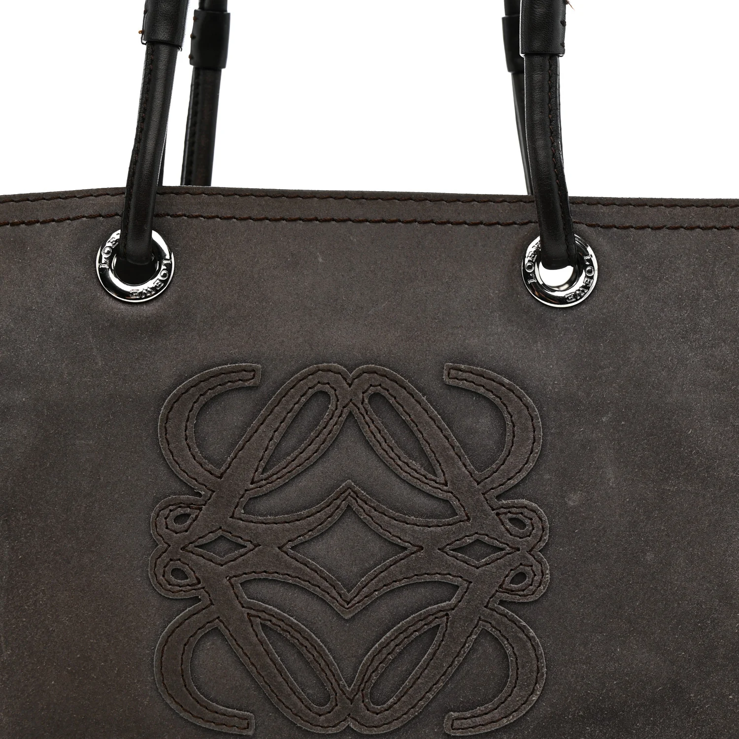 Suede Anagram Tote Grey - Image 8