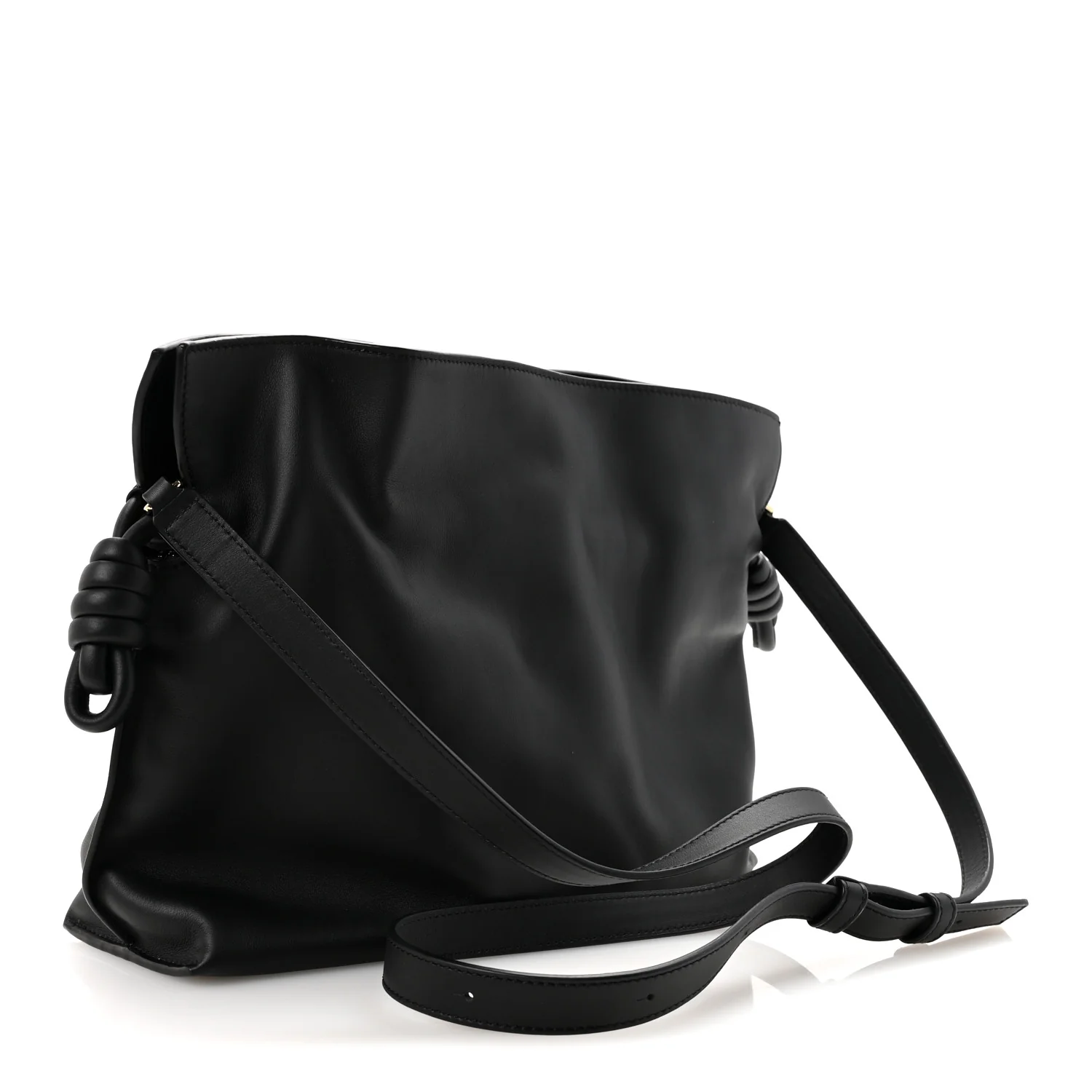 X ALBERS Nappa Calfskin Medium Flamenco Knot Clutch Black Burgundy - Image 3