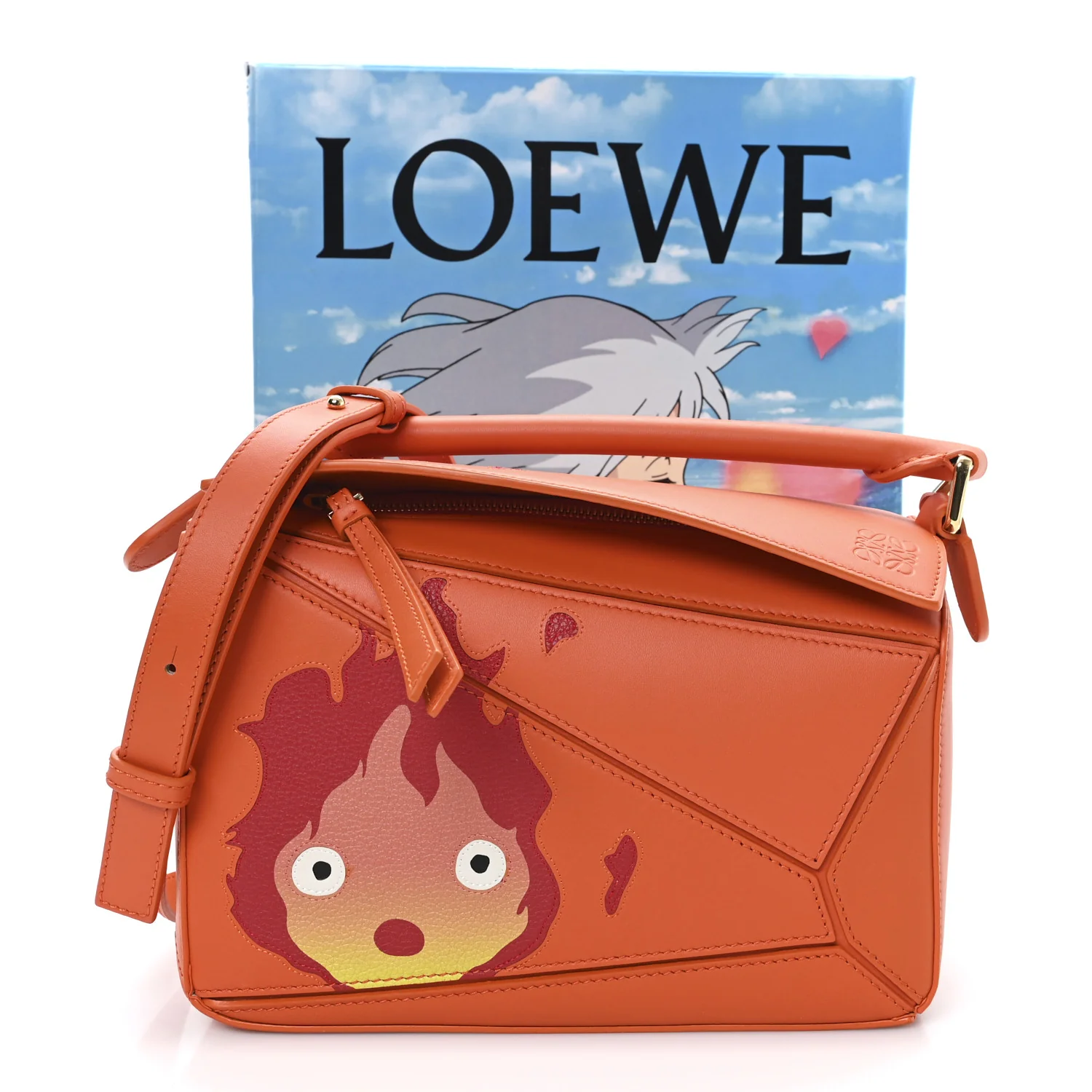 X HOWLS MOVING CASTLE Satin Calfskin Small Calcifer Puzzle Orange - Image 10