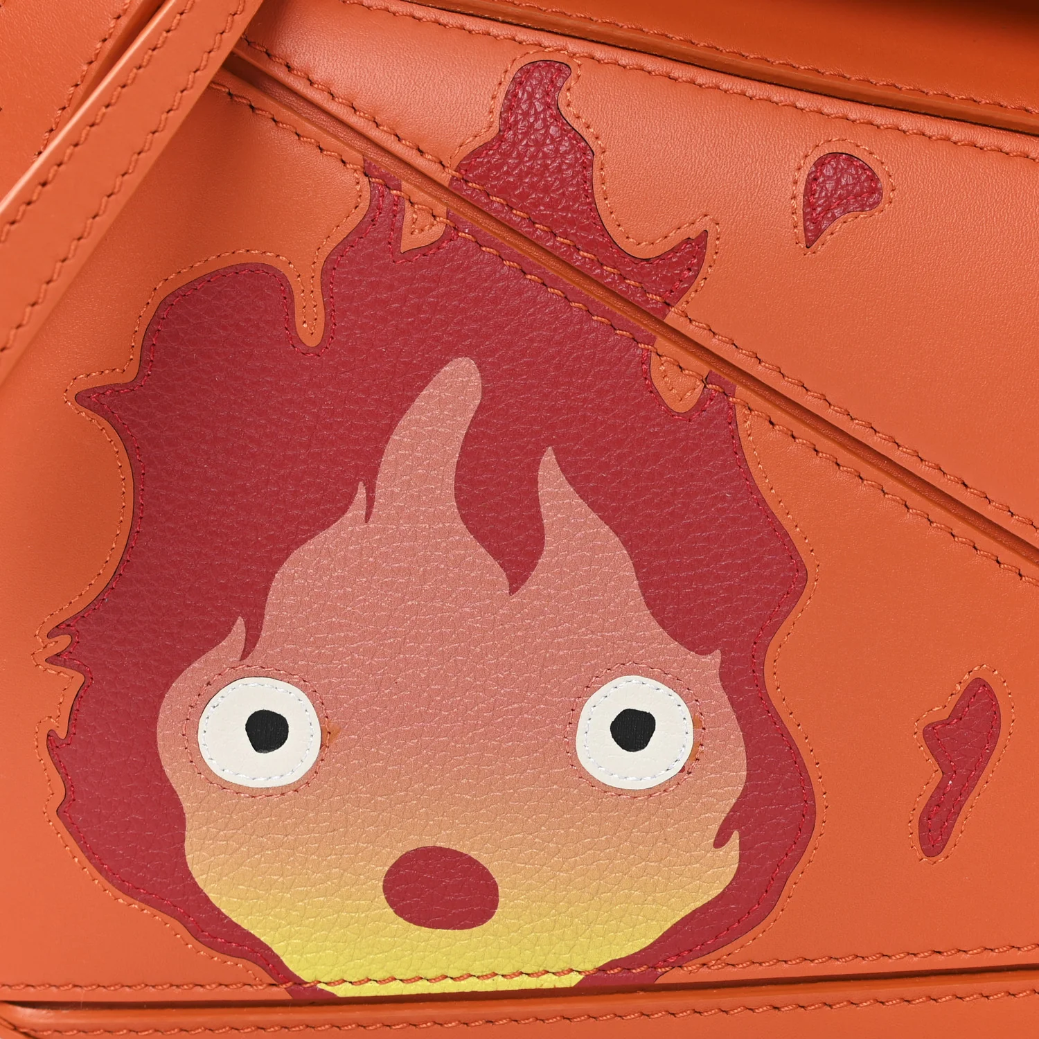 X HOWLS MOVING CASTLE Satin Calfskin Small Calcifer Puzzle Orange - Image 7