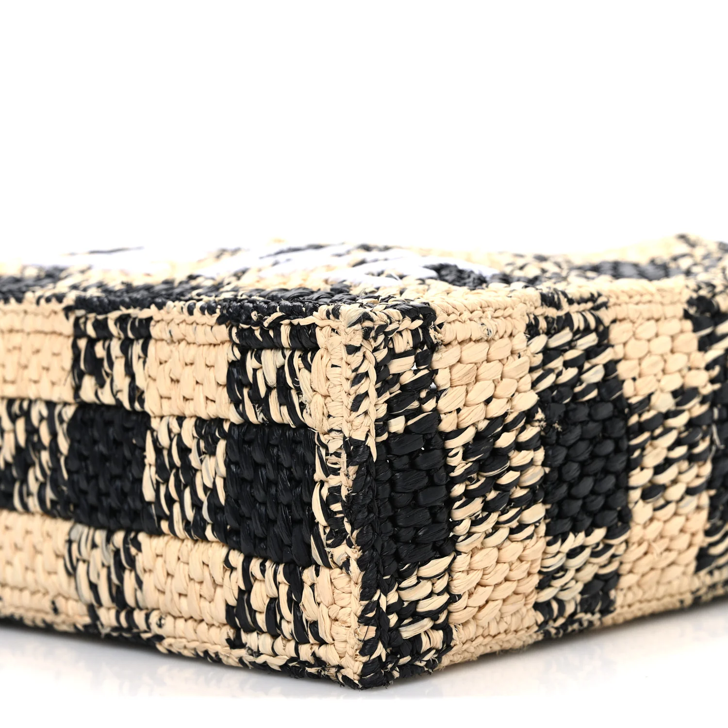 X PAULA'S IBIZA Raffia Mini Font Tote Black Natural - Image 10