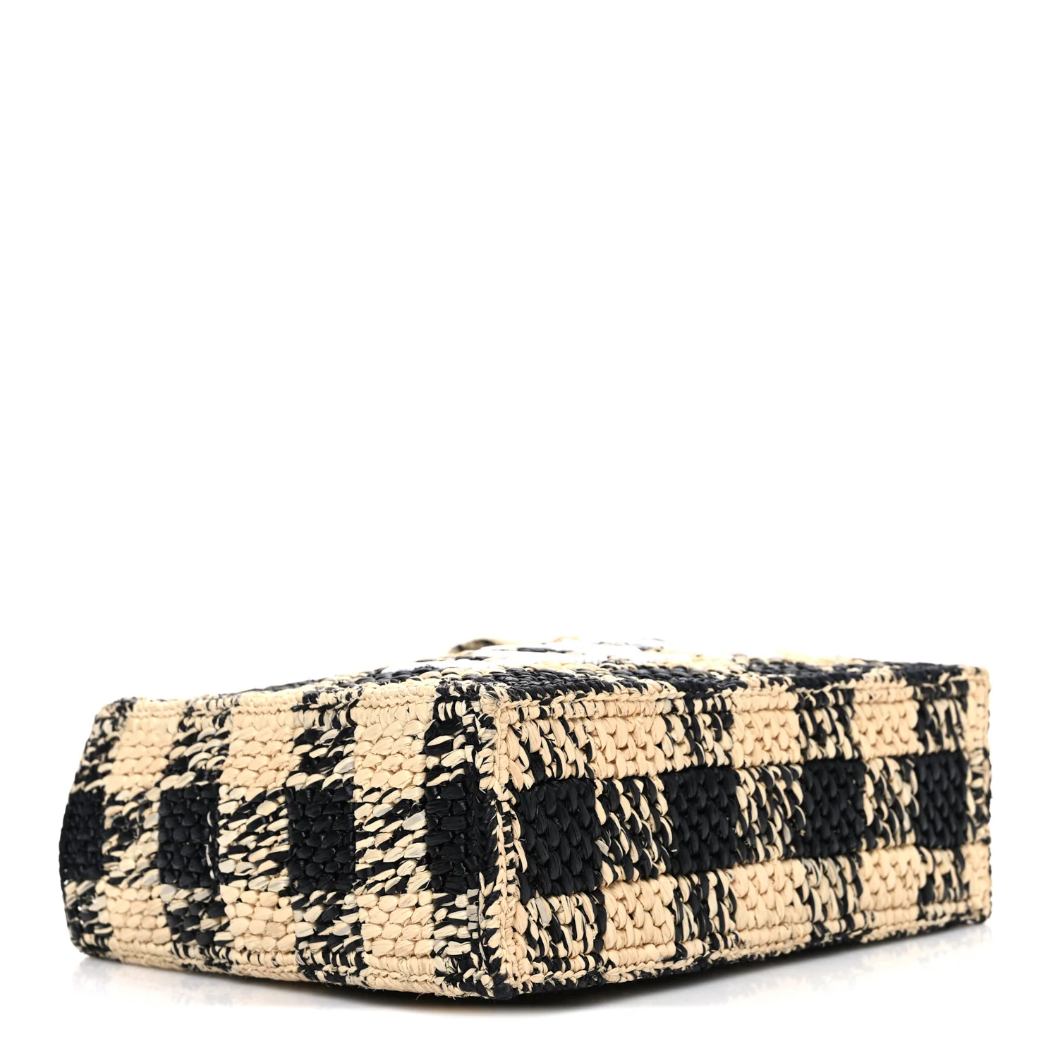 X PAULA'S IBIZA Raffia Mini Font Tote Black Natural - Image 4