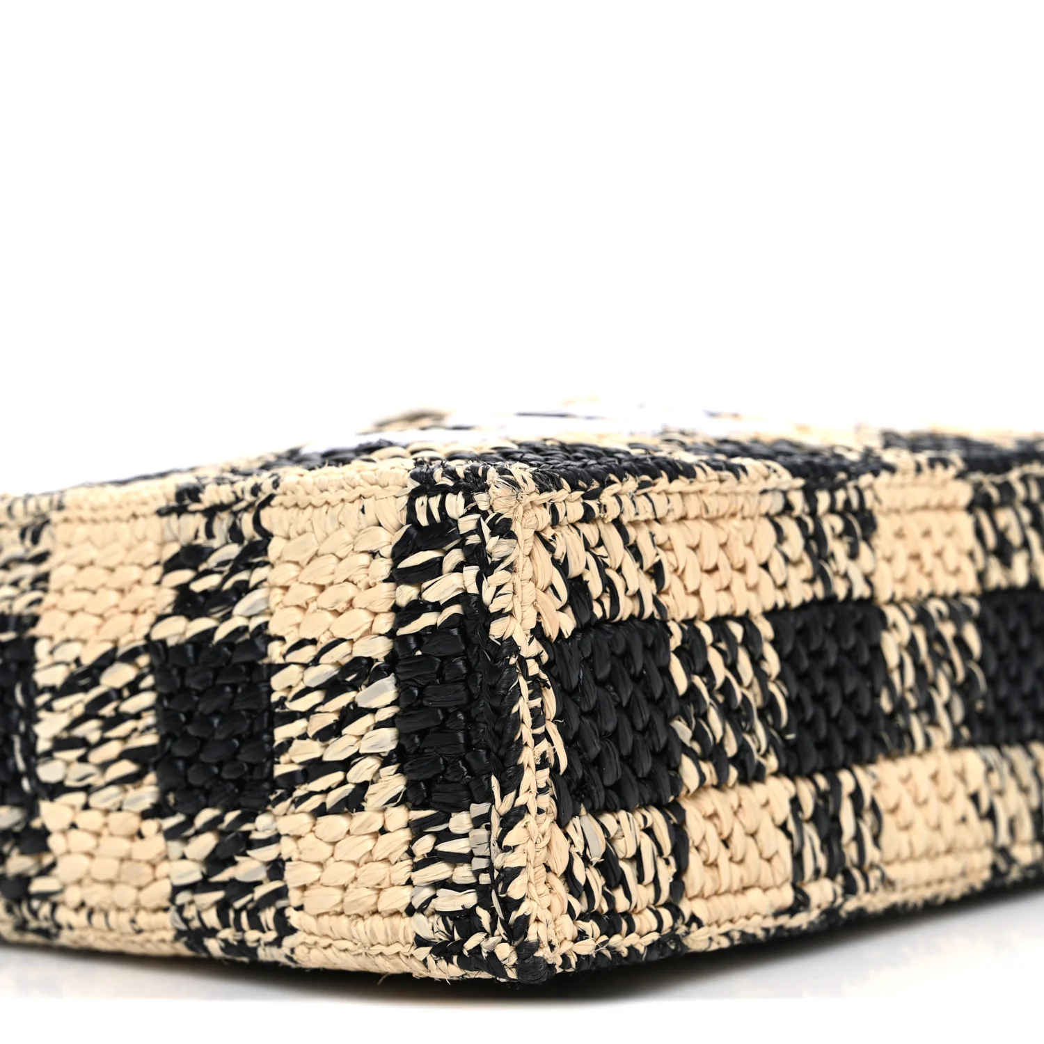 X PAULA'S IBIZA Raffia Mini Font Tote Black Natural - Image 9