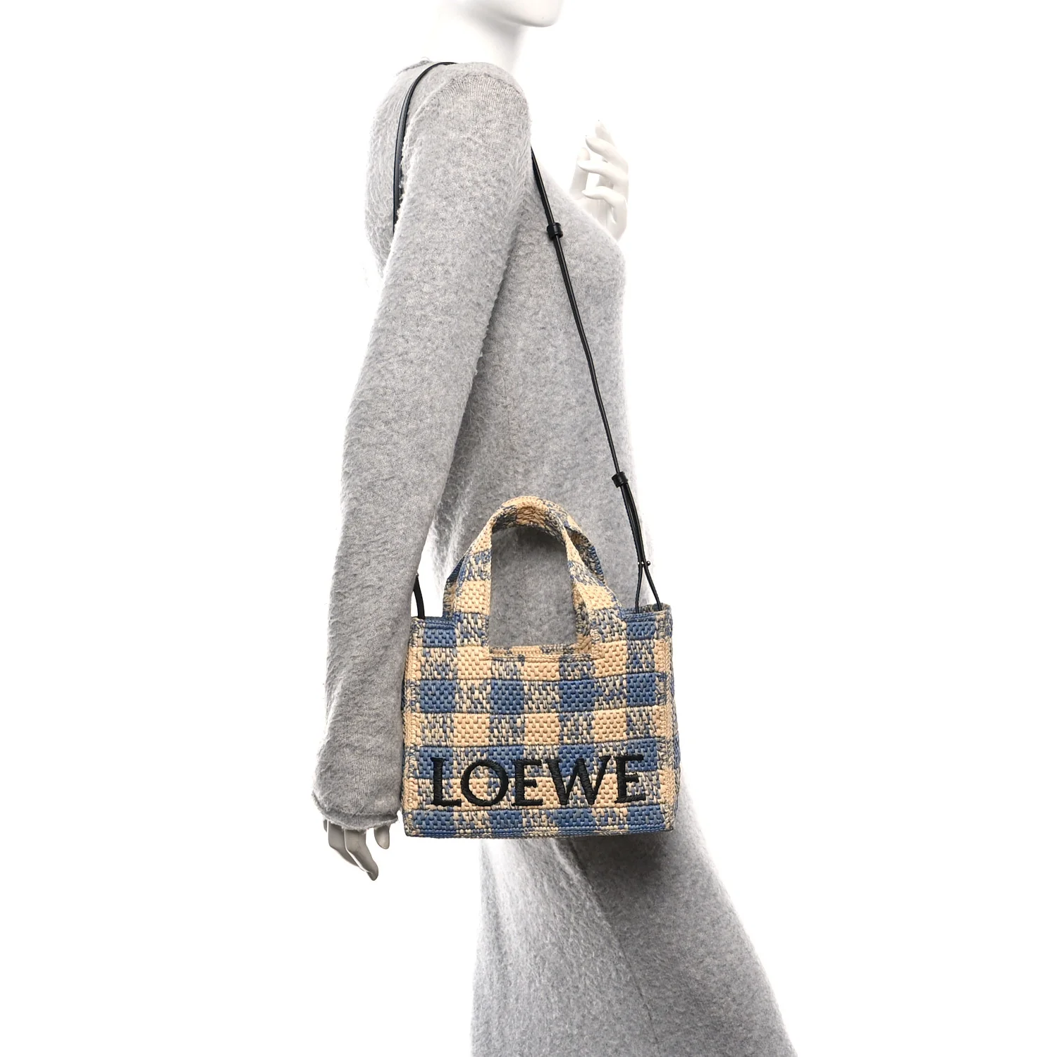X PAULA'S IBIZA Raffia Small Font Tote Natural Light Blue - Image 2
