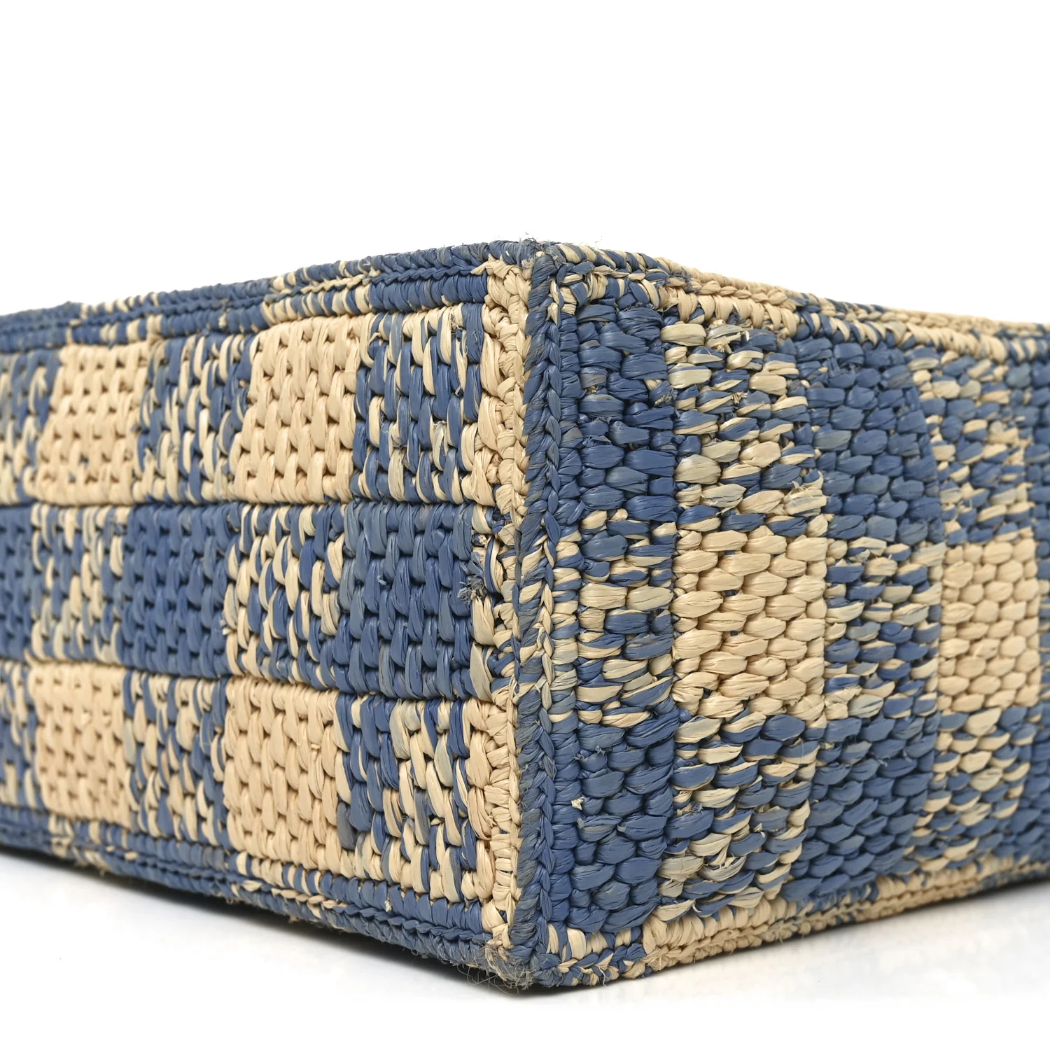 X PAULA'S IBIZA Raffia Small Font Tote Natural Light Blue - Image 9