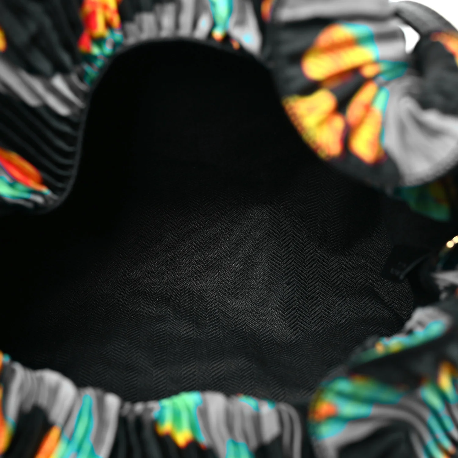 X PAULA'S IBIZA Satin Printed Mini Shell Flamenco Knot Shoulder Bag Black Multicolor - Image 5