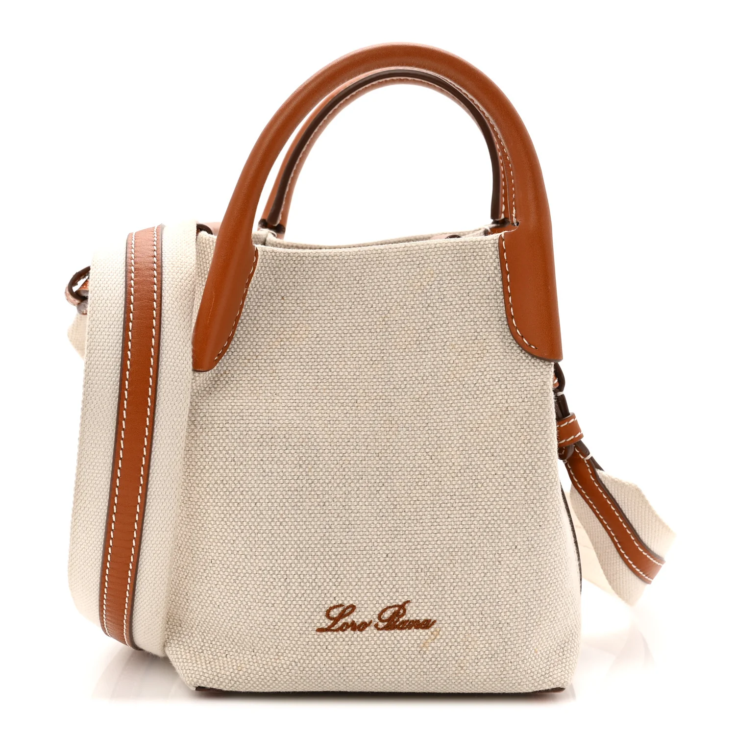 Cotton Linen Calfskin Micro Bale Bag Natural Warm Tan