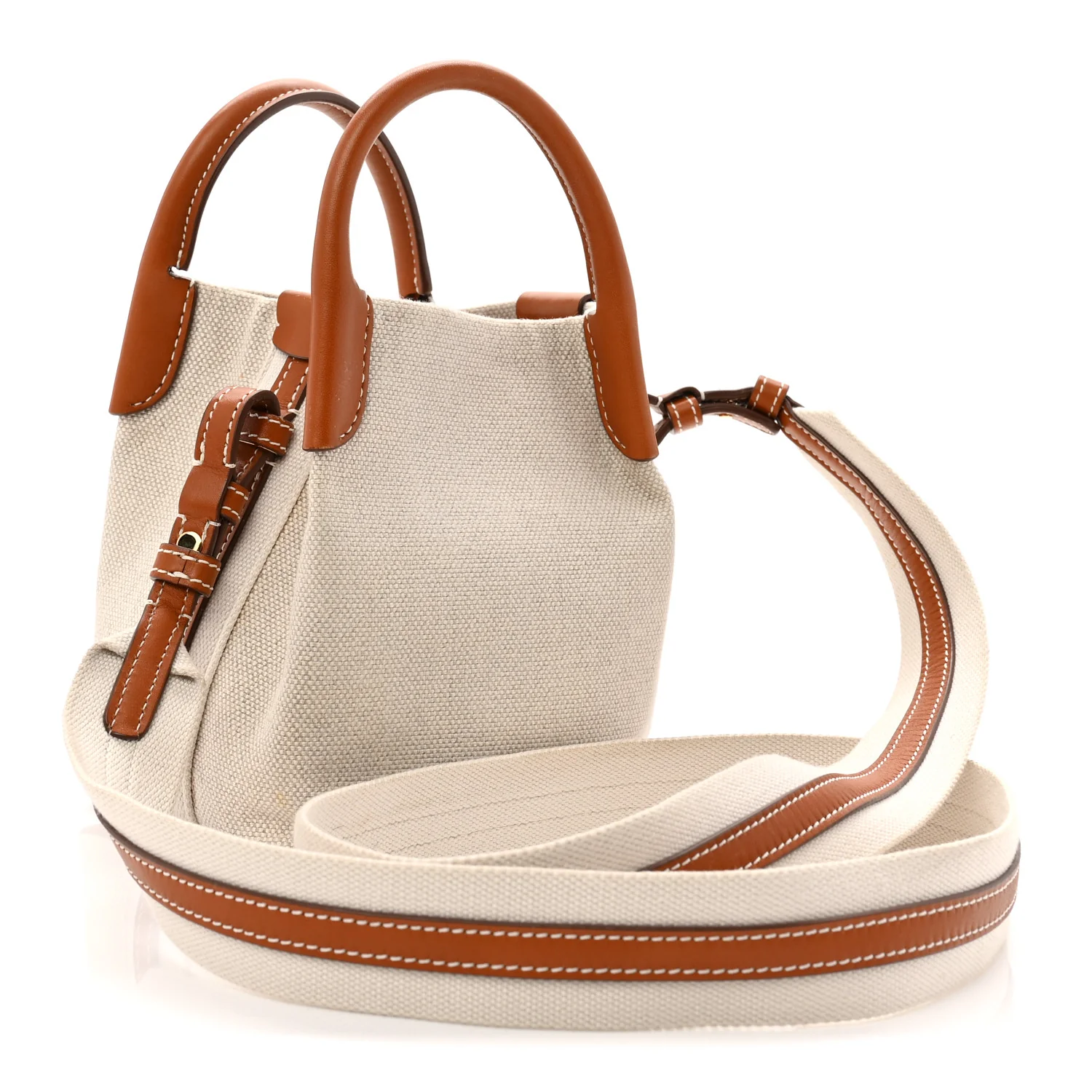 Cotton Linen Calfskin Micro Bale Bag Natural Warm Tan - Image 3