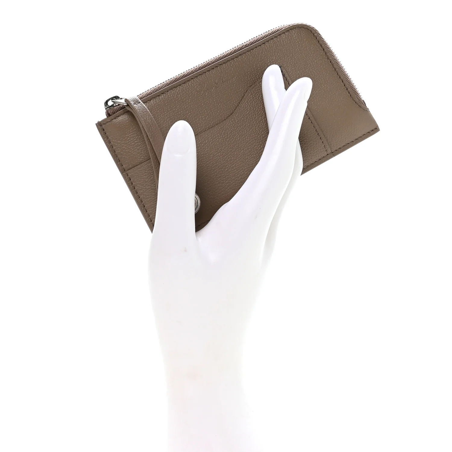 Grained Calfskin Extra Zip Pouch Warm Mastic - Image 2