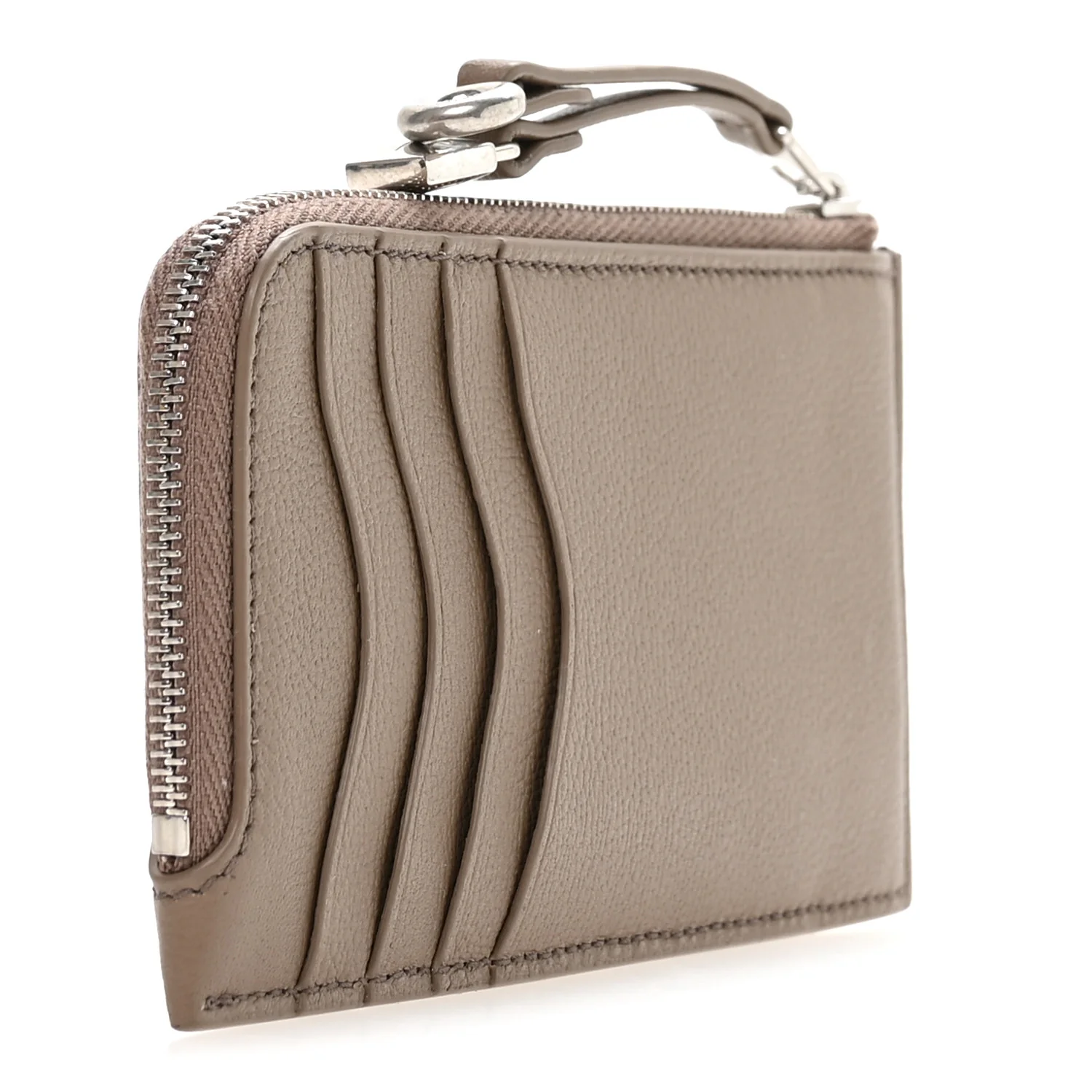 Grained Calfskin Extra Zip Pouch Warm Mastic - Image 3