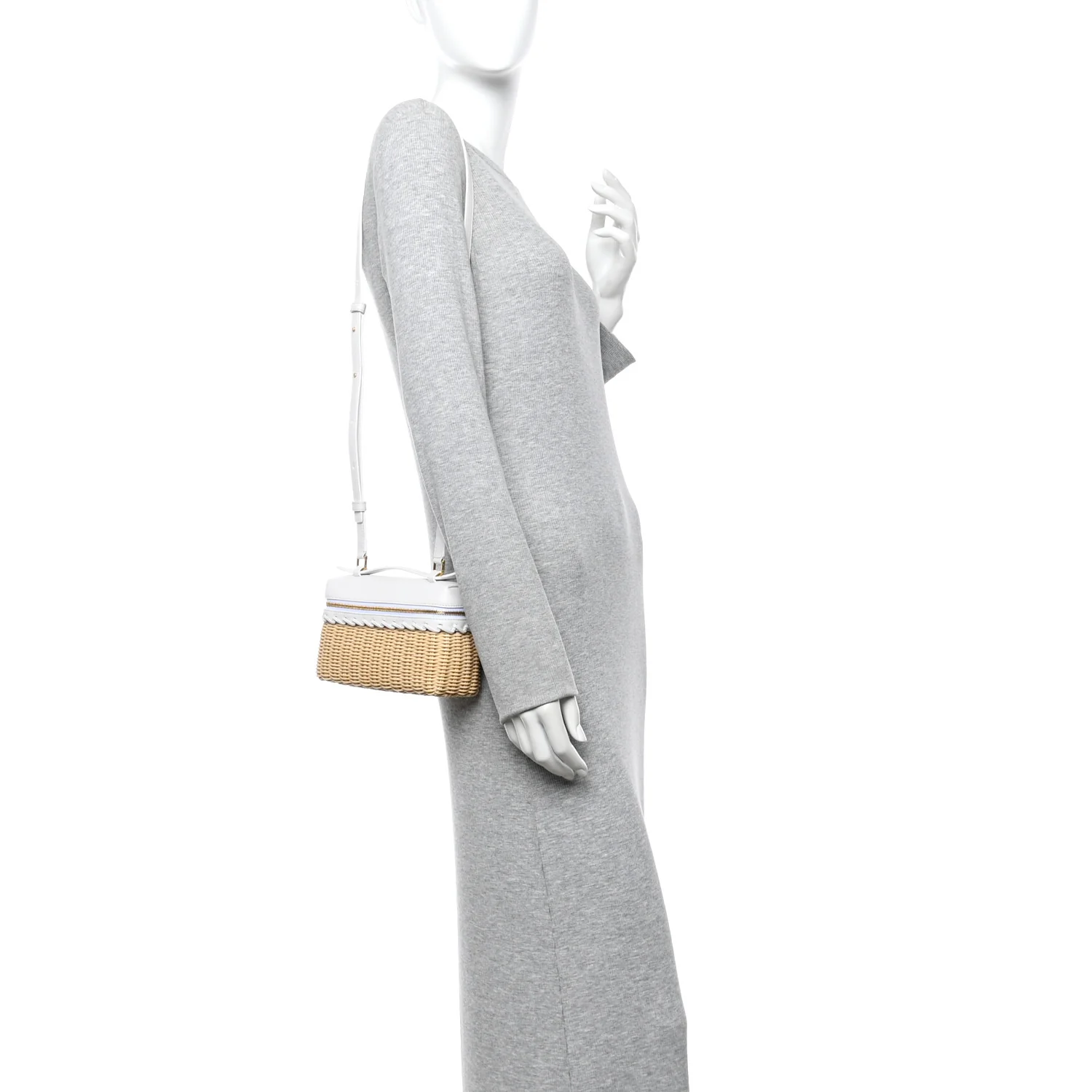 Wicker Calfskin L19 Extra Pocket Pouch White - Image 2