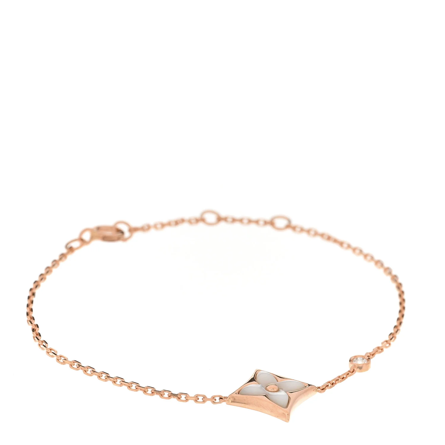 18K Pink Gold Diamond Mother of Pearl Color Blossom BB Star Bracelet