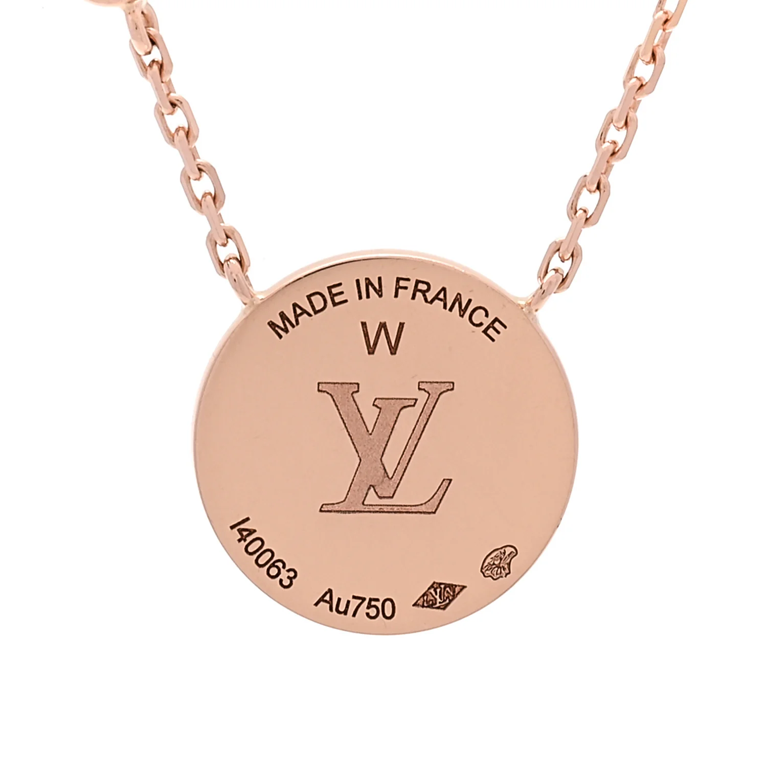 18K Pink Gold Diamond Mother of Pearl Color Blossom BB Sun Pendant Necklace - Image 5