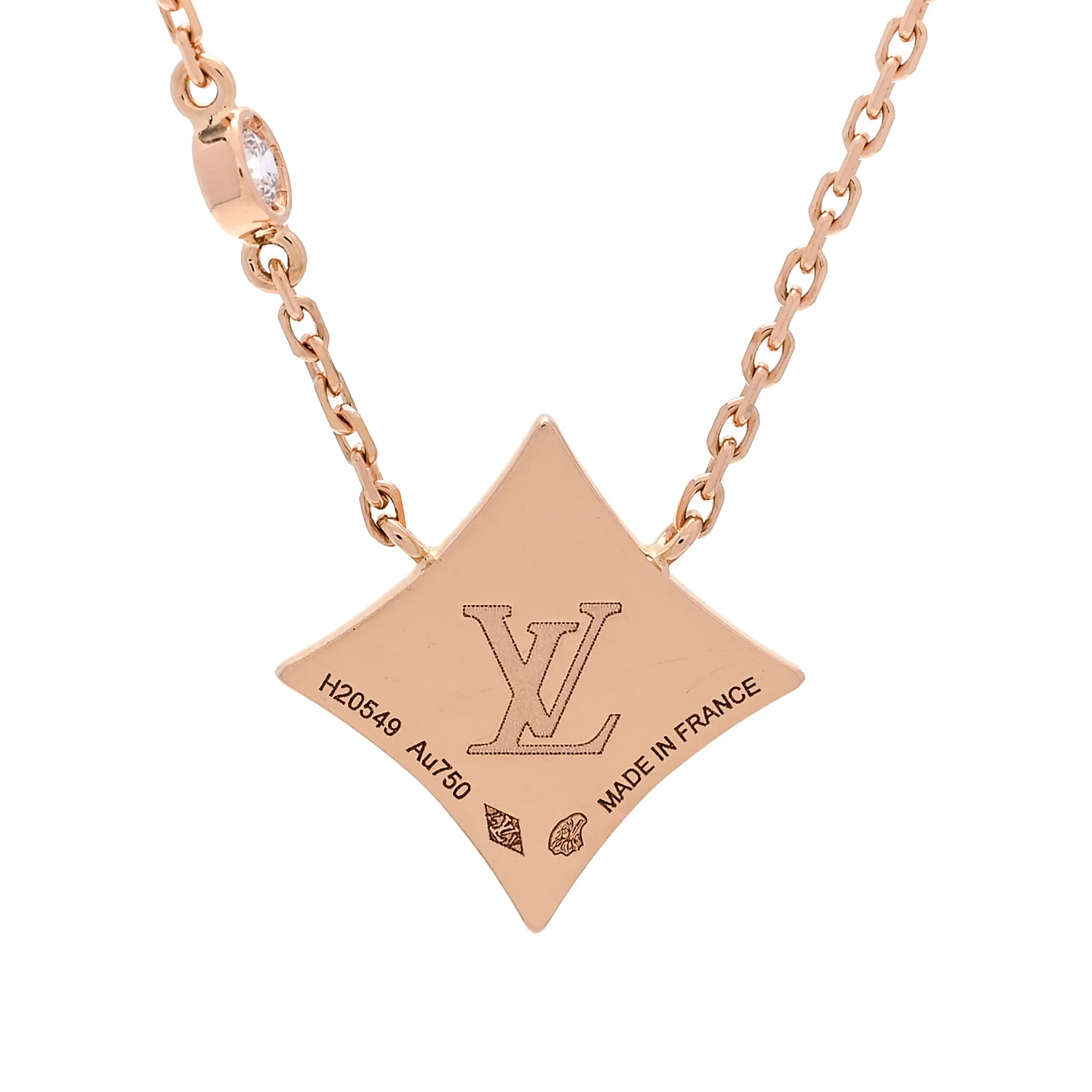 18K Pink Gold Diamond Pink Mother of Pearl Color Blossom BB Star Pendant Necklace - Image 5