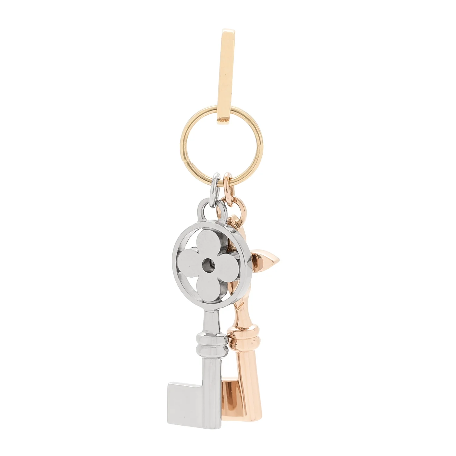 18K Pink Yellow White Gold Idylle Blossom Two Key Pendant - Image 3