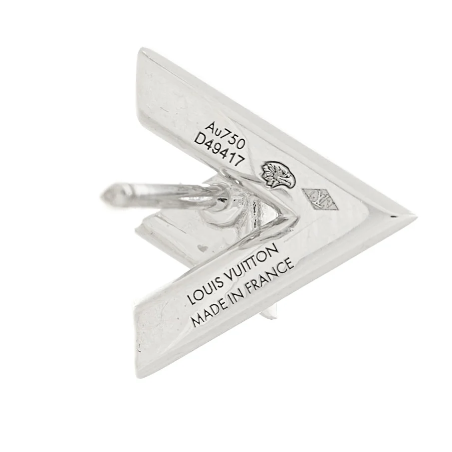 18K White Gold Diamond LV Volt One Earrings - Image 4
