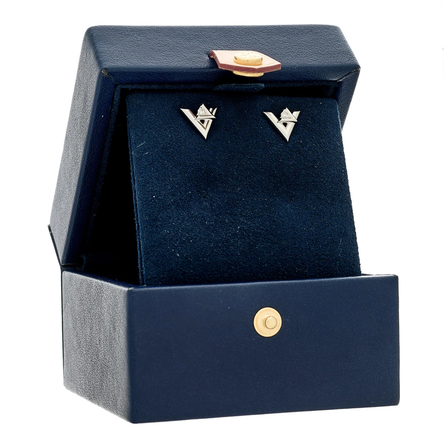 18K White Gold Diamond LV Volt One Earrings - Image 5
