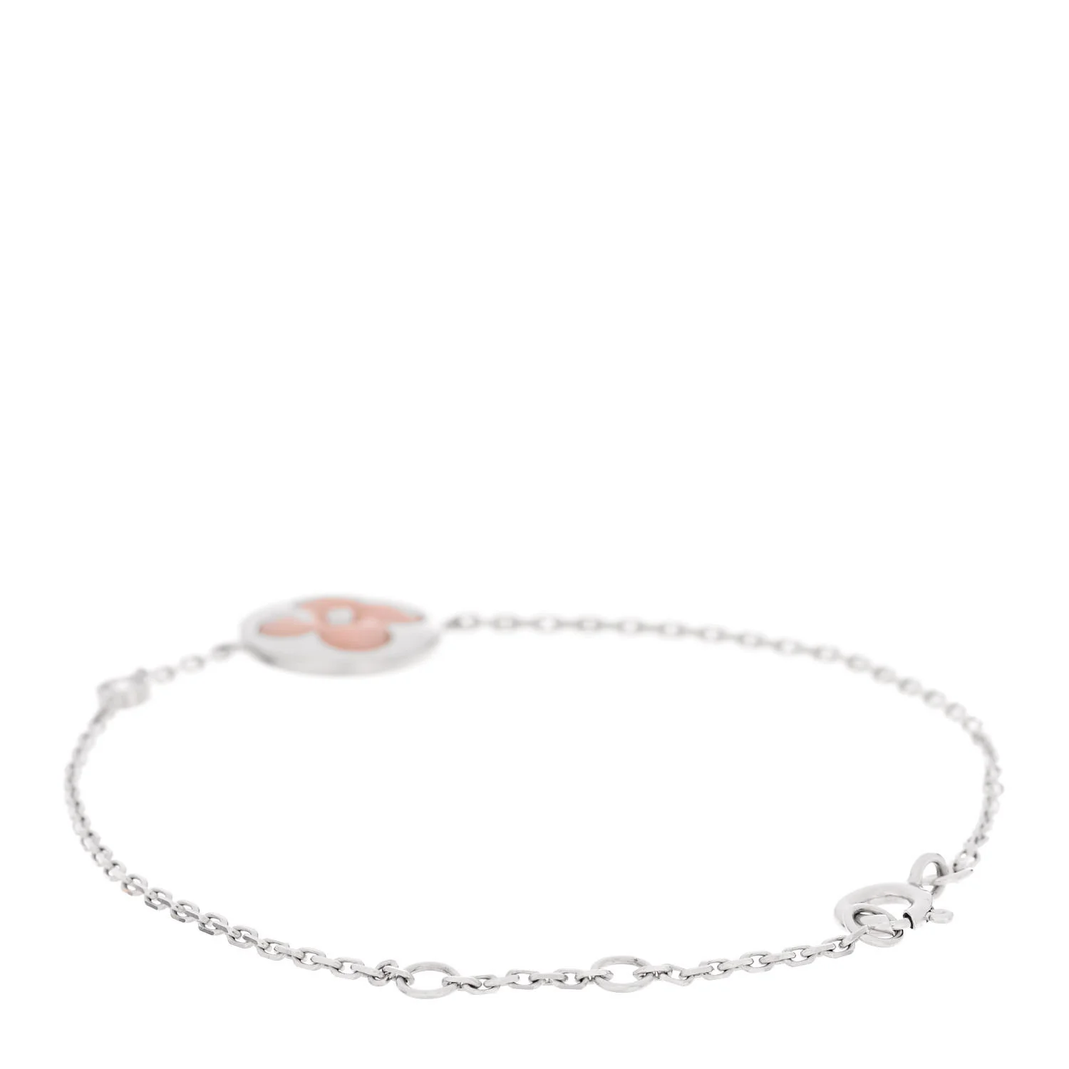 18K White Gold Diamond Pink Opal Color Blossom BB Sun Bracelet - Image 2