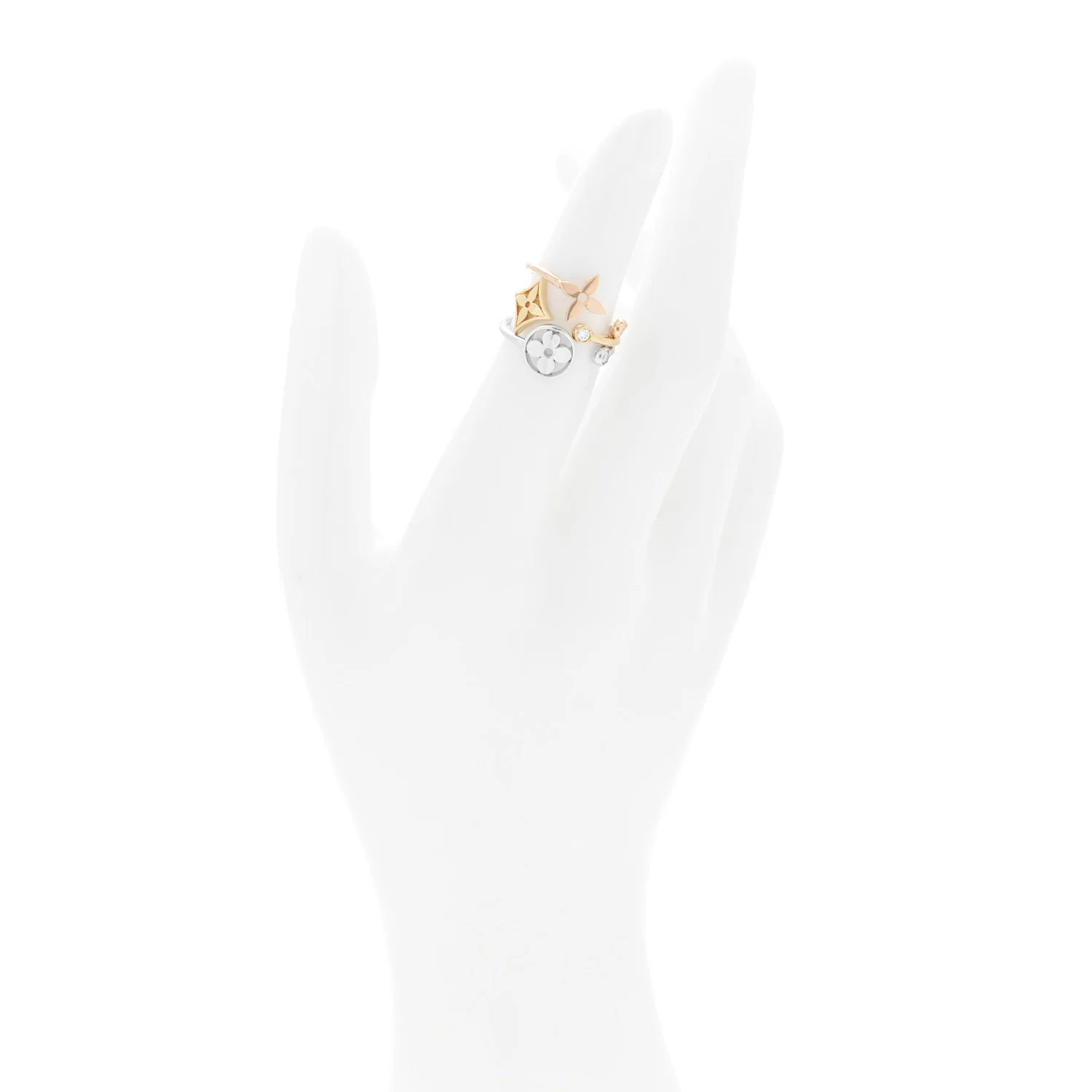 18K Yellow Pink White Gold Diamond Idylle Blossom Ring 3 Set 49 4.75 - Image 2