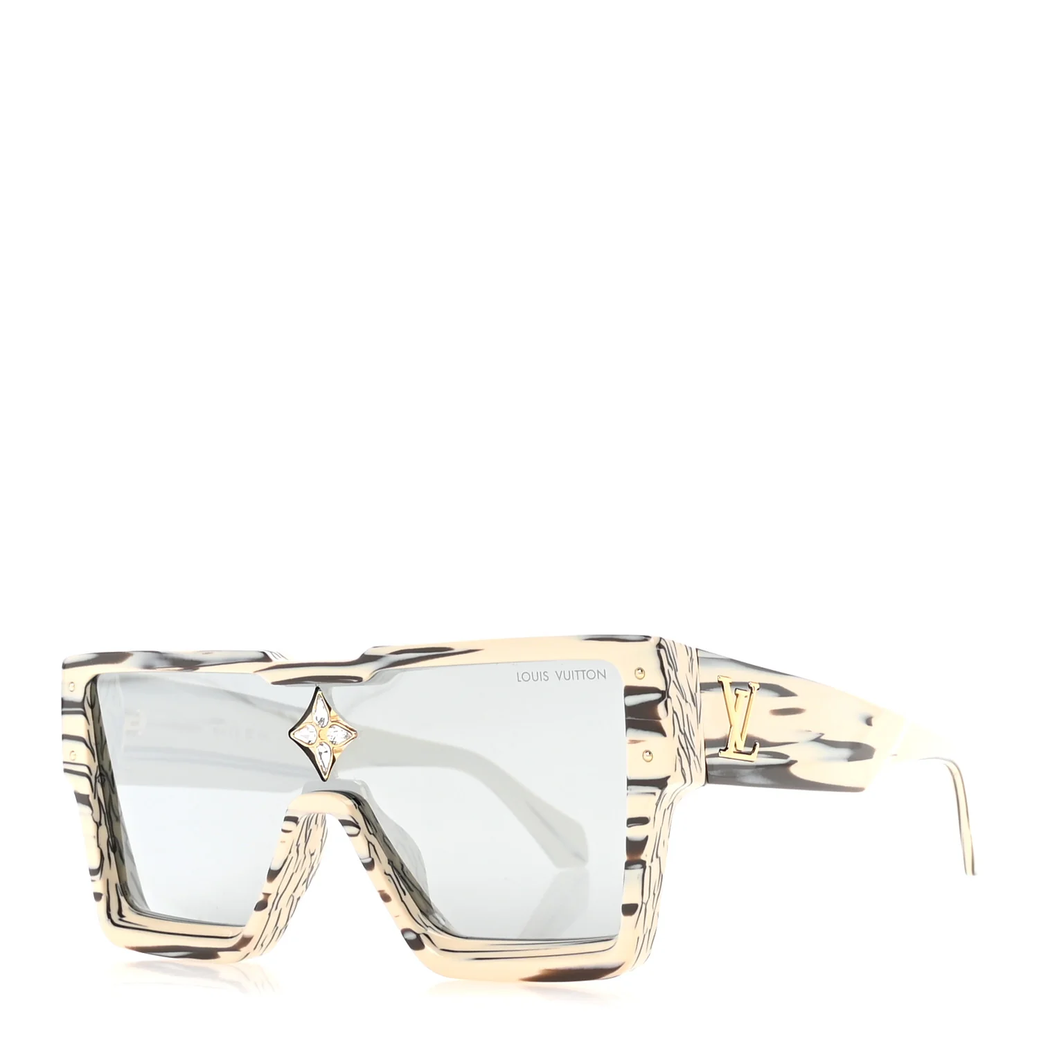 Acetate Swarovski Crystal Zebra Cyclone Sunglasses Z1643E Ivory