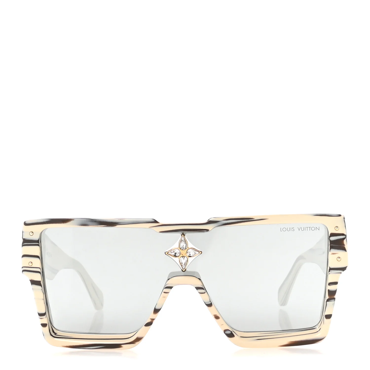 Acetate Swarovski Crystal Zebra Cyclone Sunglasses Z1643E Ivory - Image 2