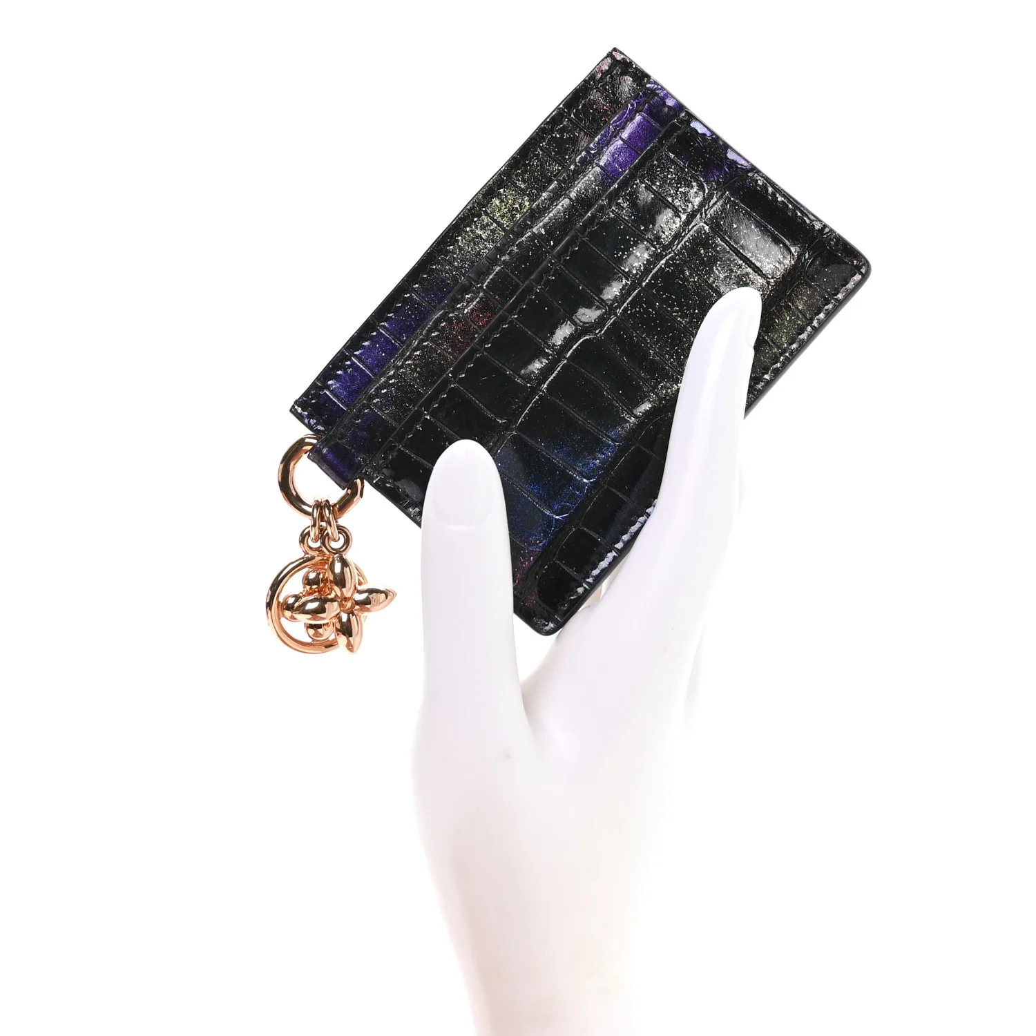 Alligator Double Card Holder Black - Image 2