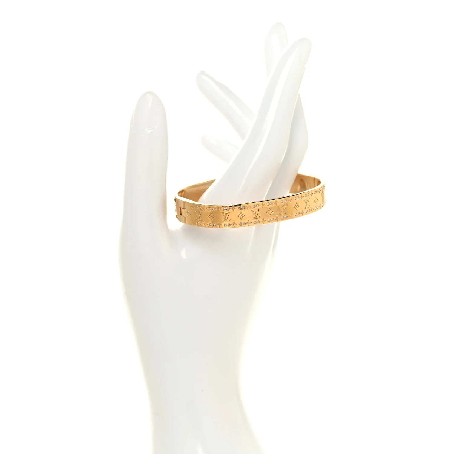 Brass Crystal Monogram Nanogram Strass Cuff S Gold - Image 2
