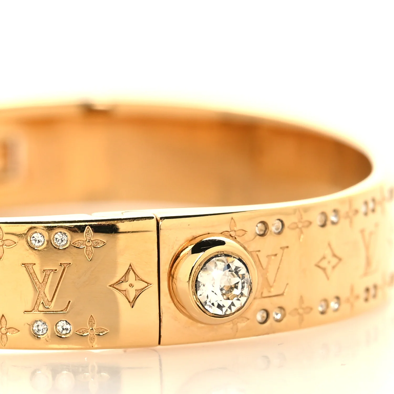 Brass Crystal Monogram Nanogram Strass Cuff S Gold - Image 7