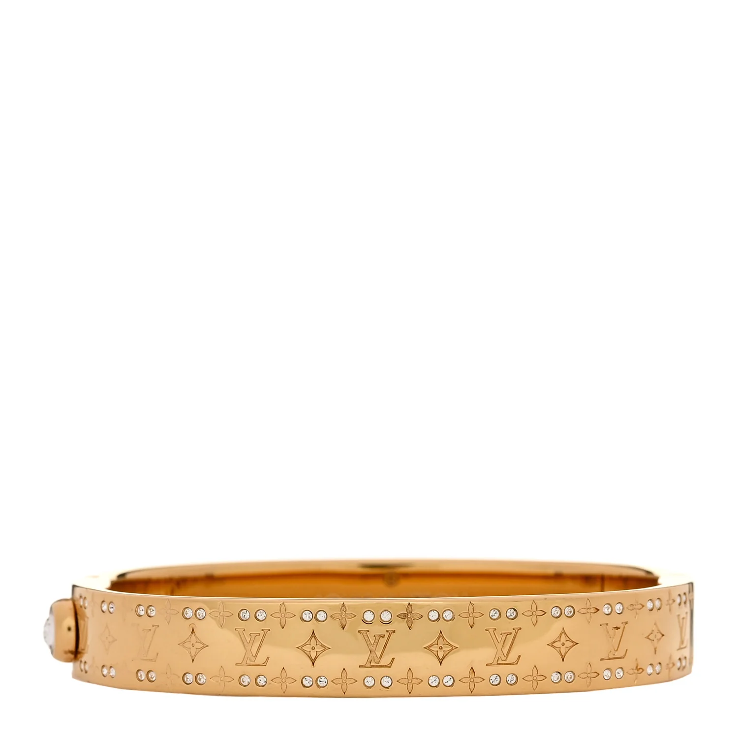 Brass Crystal Monogram Nanogram Strass Cuff S Gold