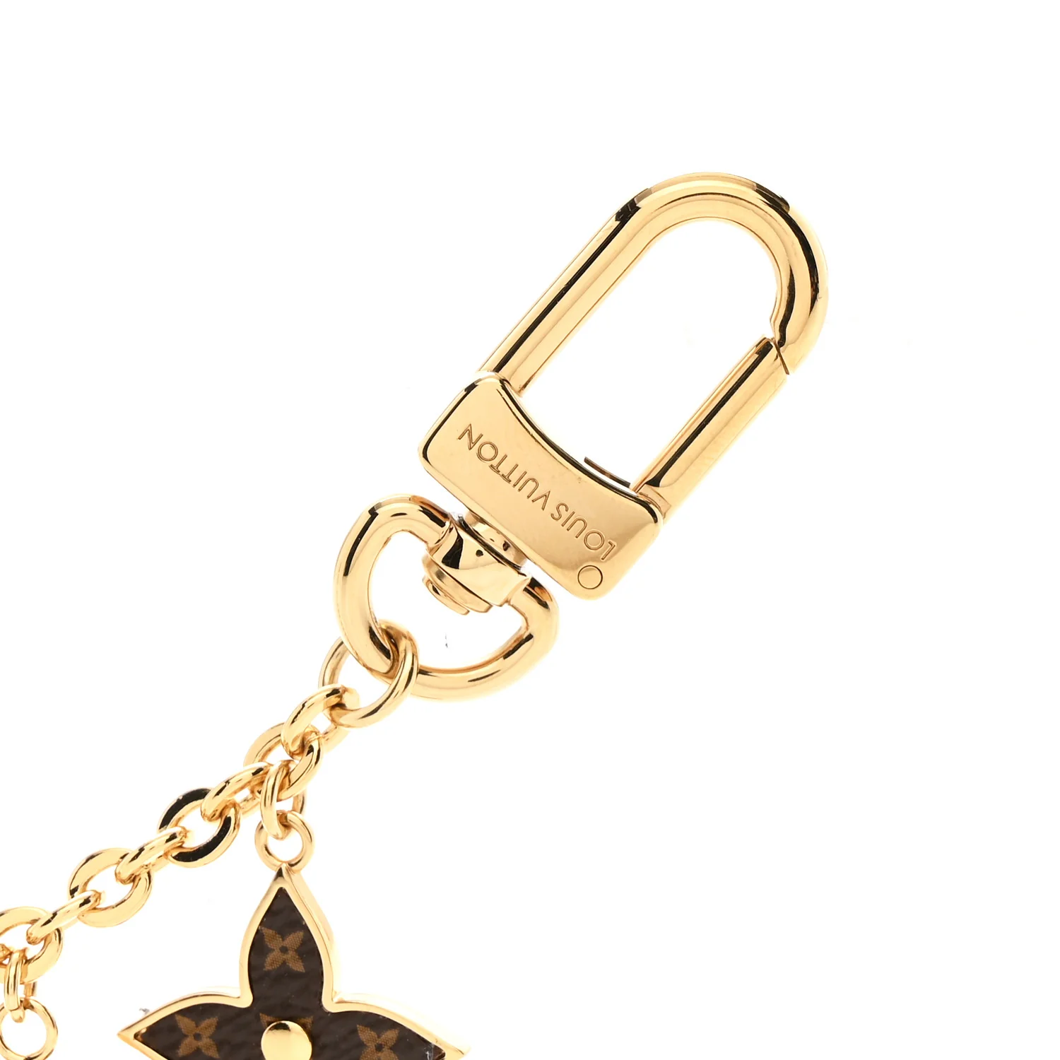 Brass Enamel Fleur De Monogram Bag Charm Chain Gold - Image 3