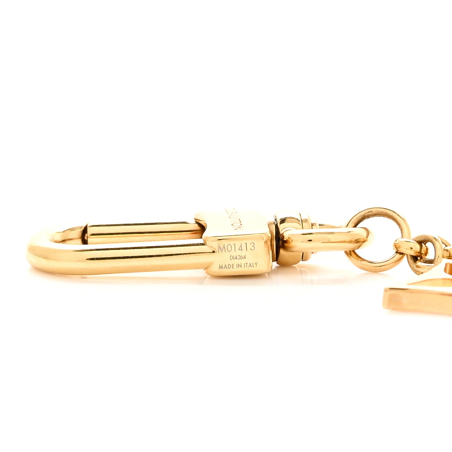 Brass Enamel Fleur De Monogram Bag Charm Chain Gold - Image 3