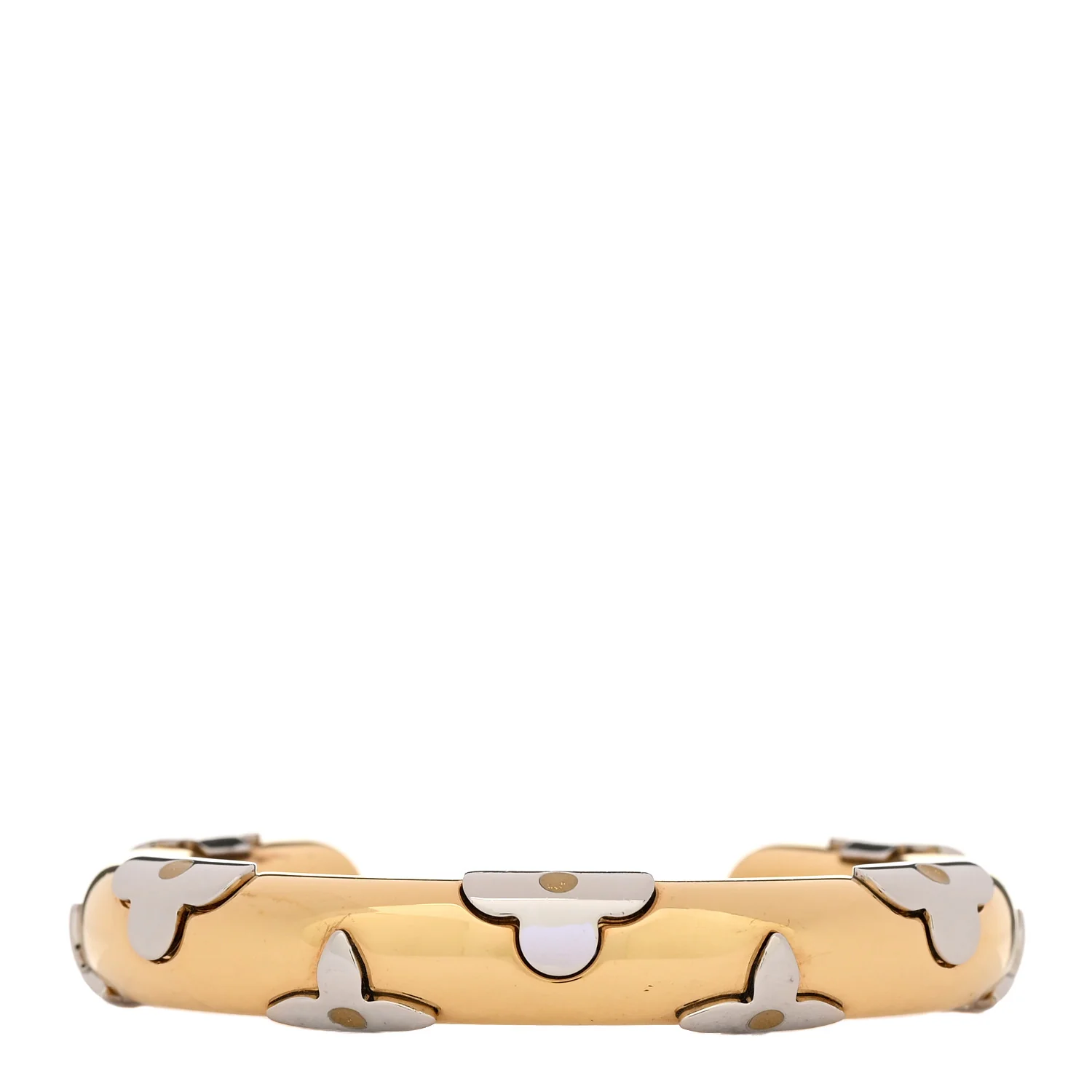 Brass Monogram Flower Cuff S Gold