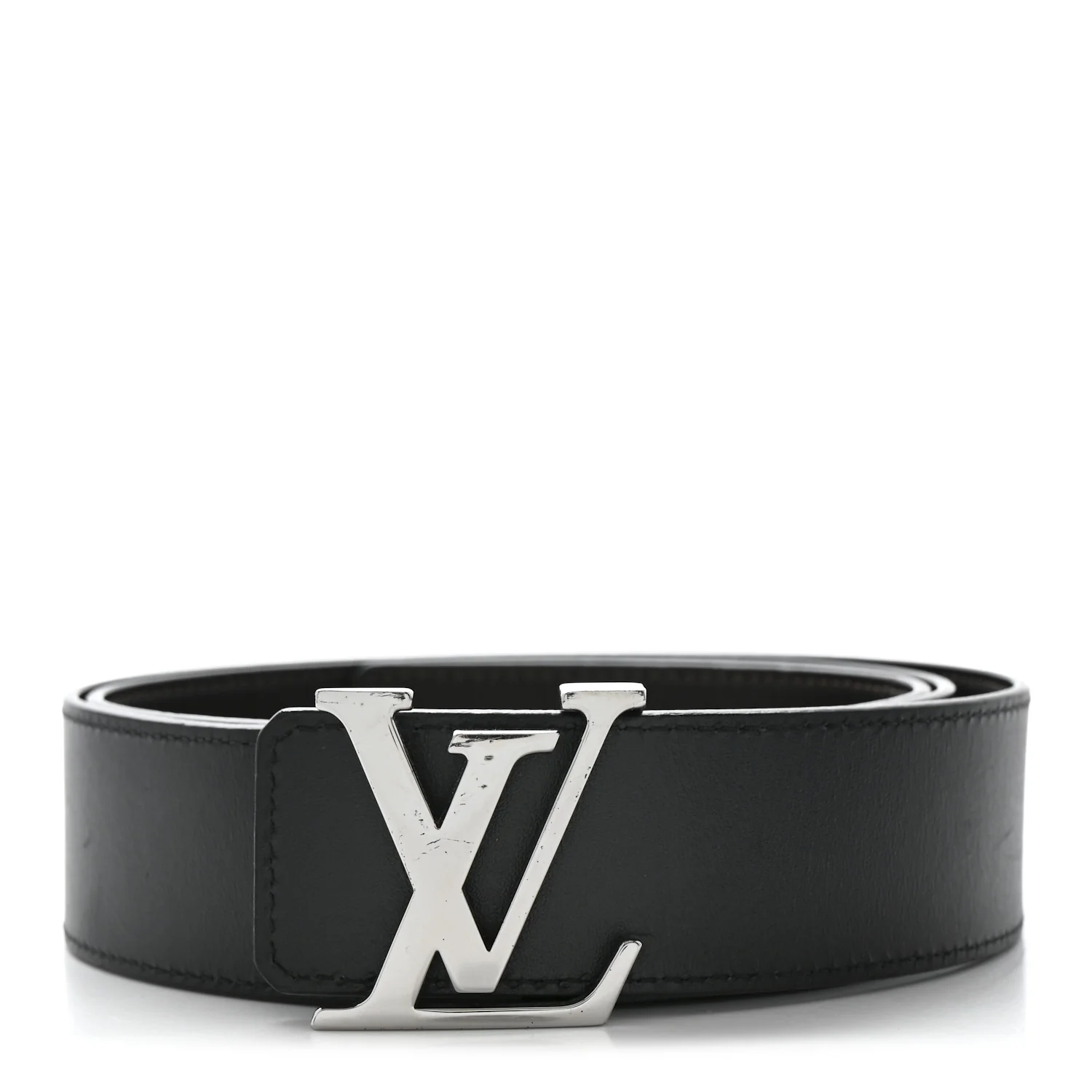 Calfskin 40mm LV Initiales Reversible Belt 100 40 Black Dark Brown