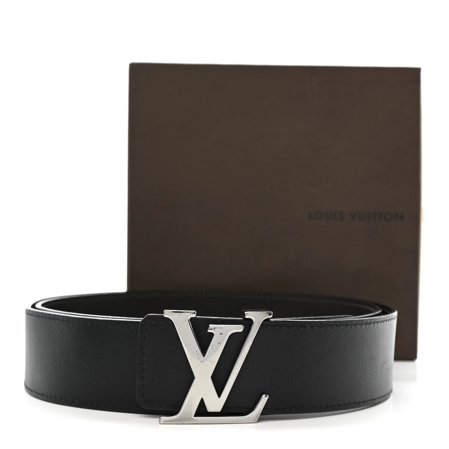 Calfskin 40mm LV Initiales Reversible Belt 100 40 Black Dark Brown - Image 6