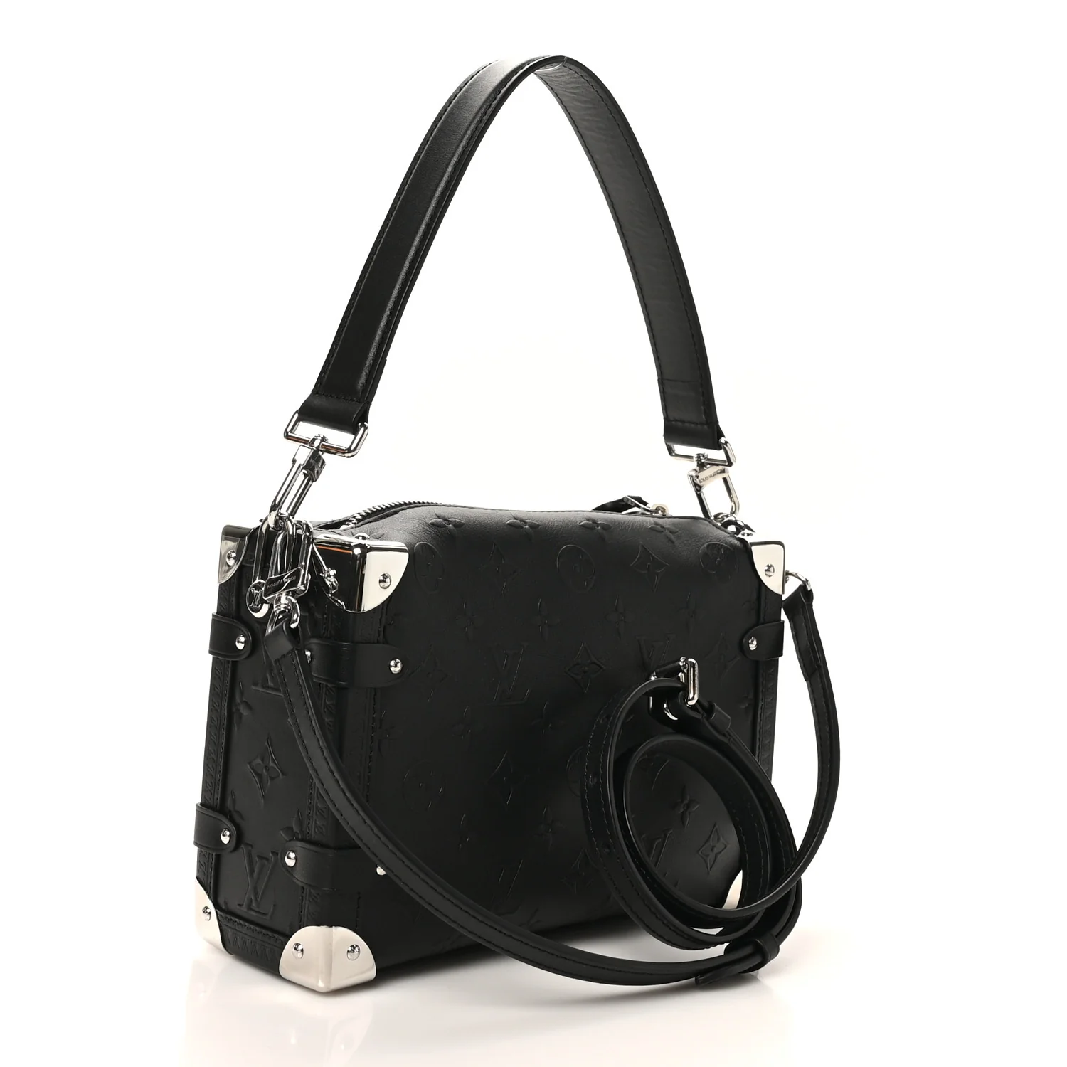 Calfskin Debossed Monogram Side Trunk Black - Image 2