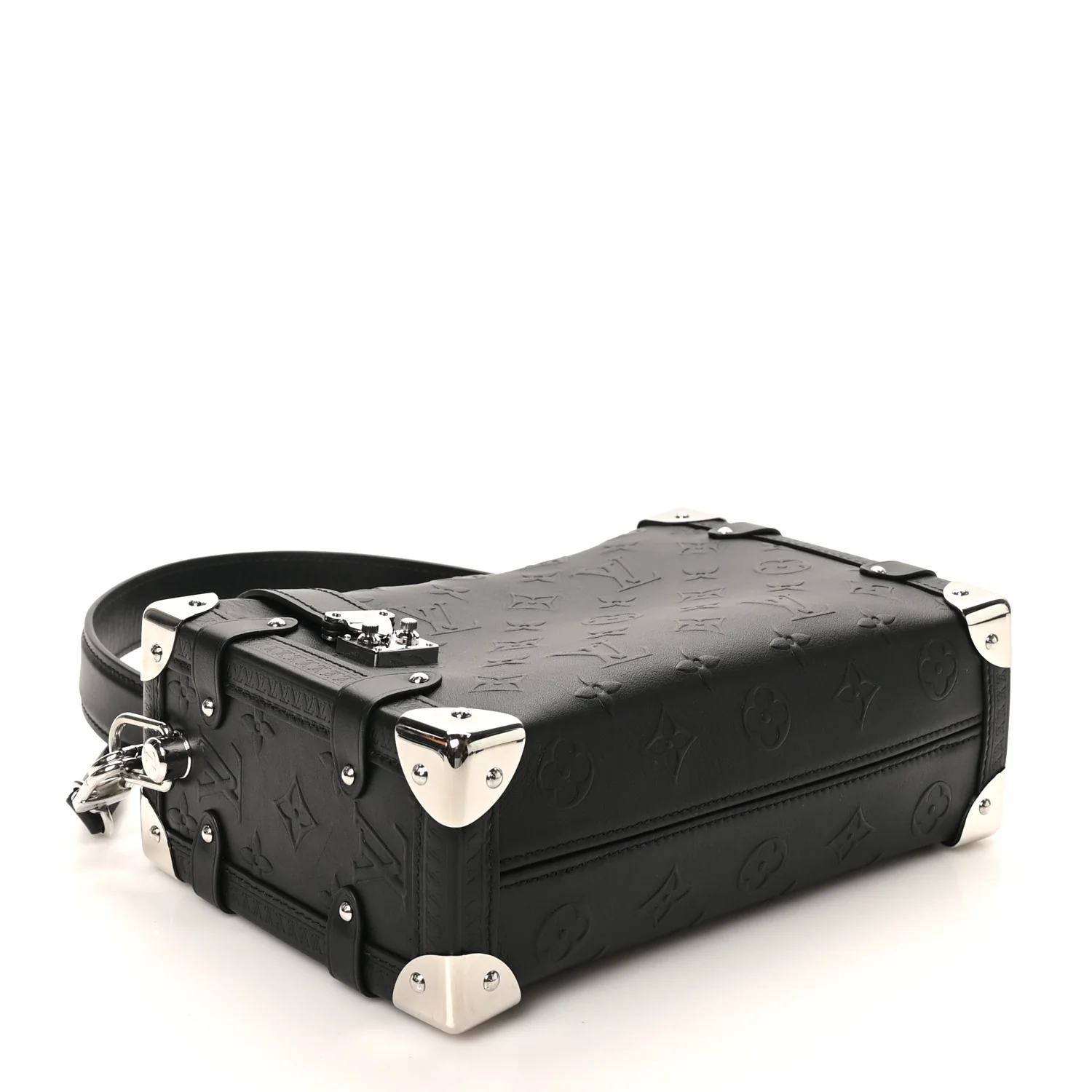 Calfskin Debossed Monogram Side Trunk Black - Image 4