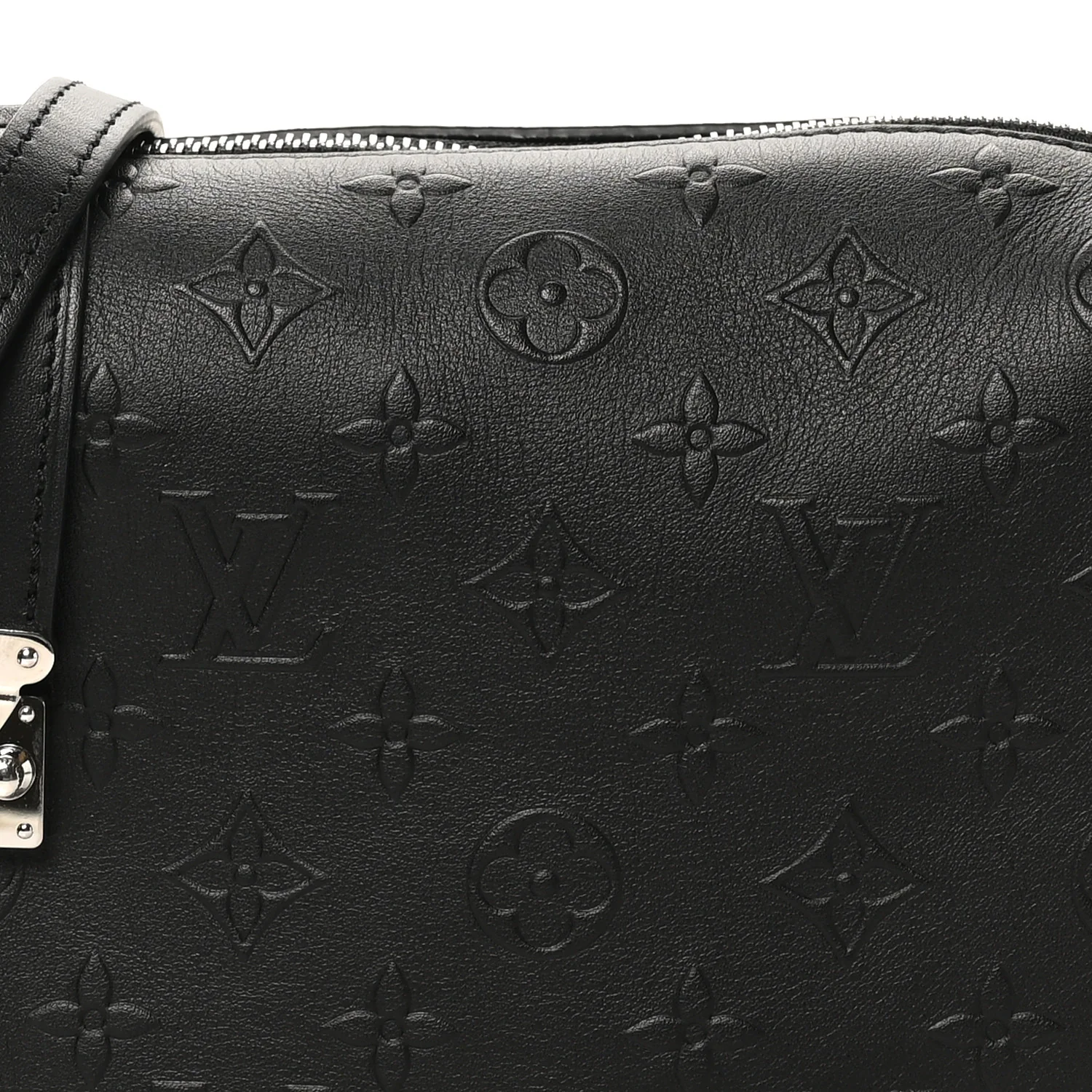 Calfskin Debossed Monogram Side Trunk Black - Image 7
