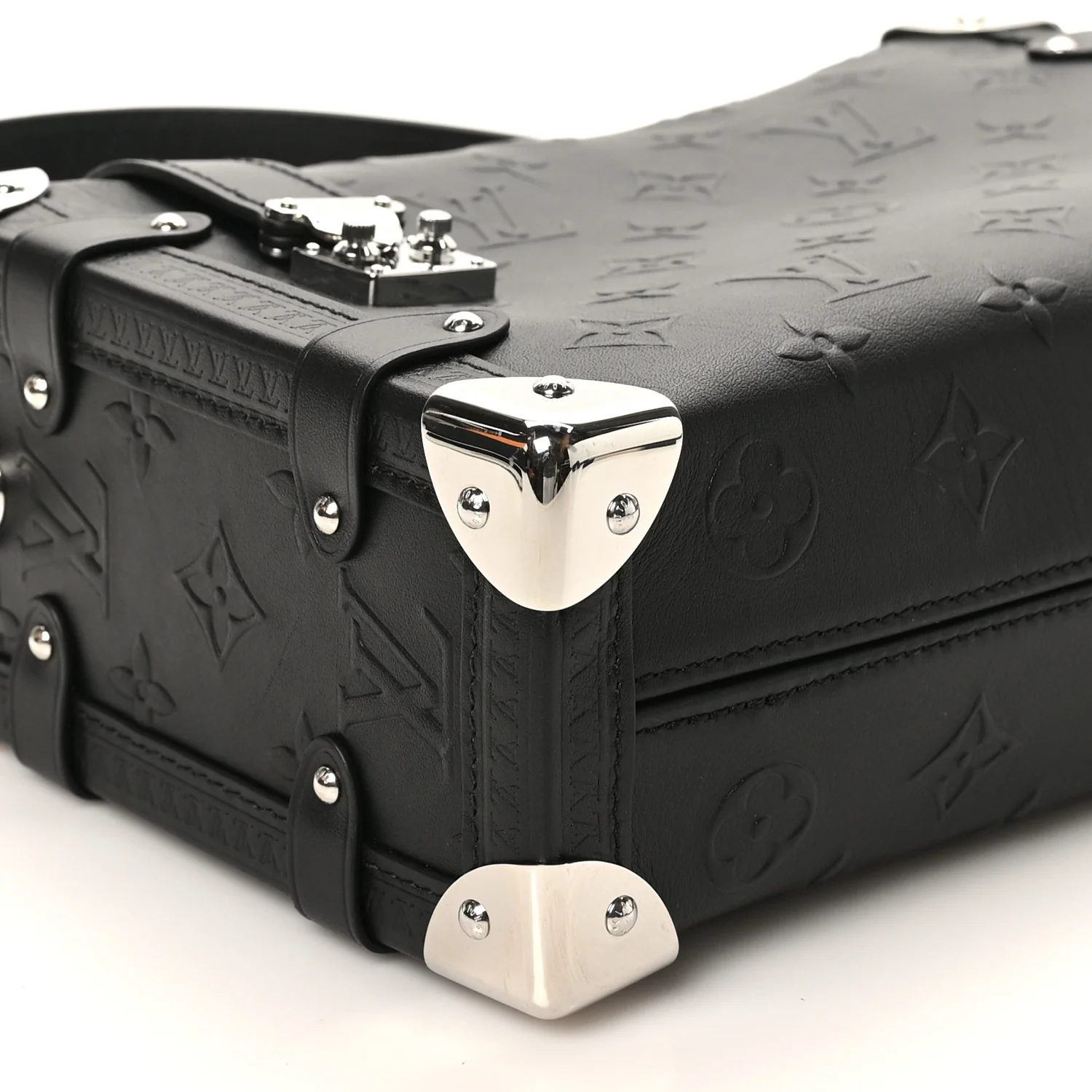 Calfskin Debossed Monogram Side Trunk Black - Image 8